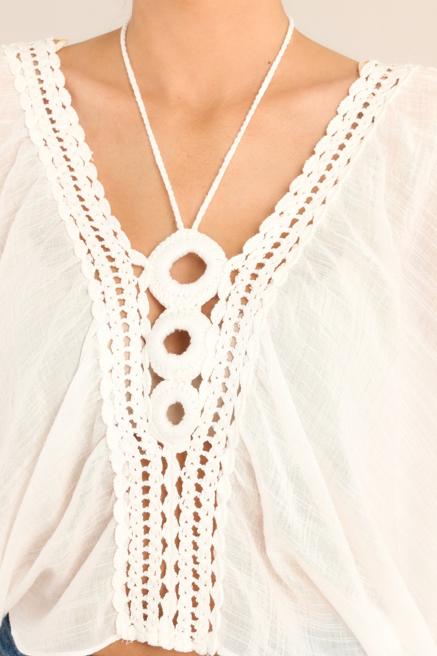World Is Your Oyster White Crochet Top