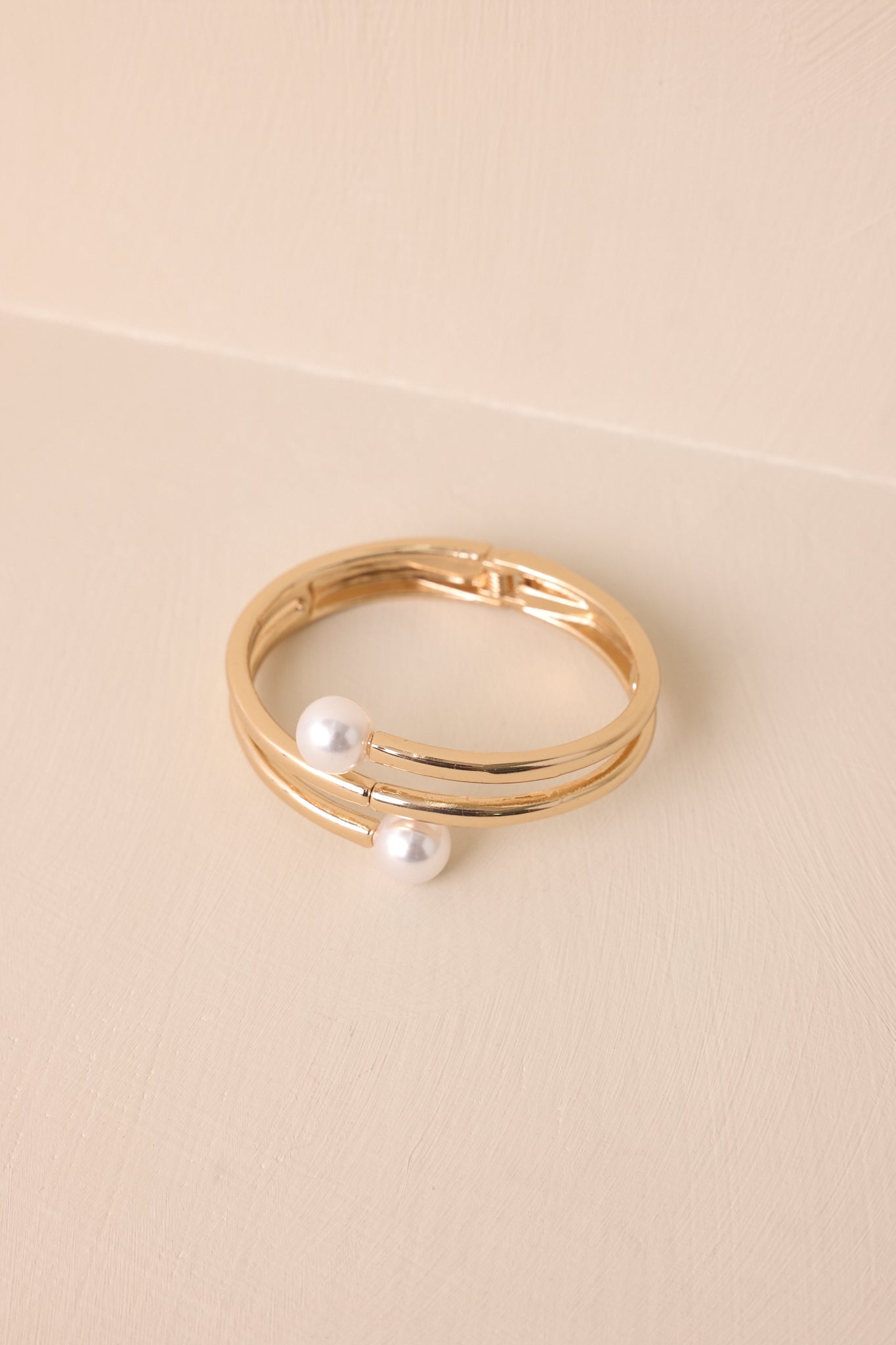 Wrapped In Sunshine Gold and Ivory Faux Pearl Bracelet