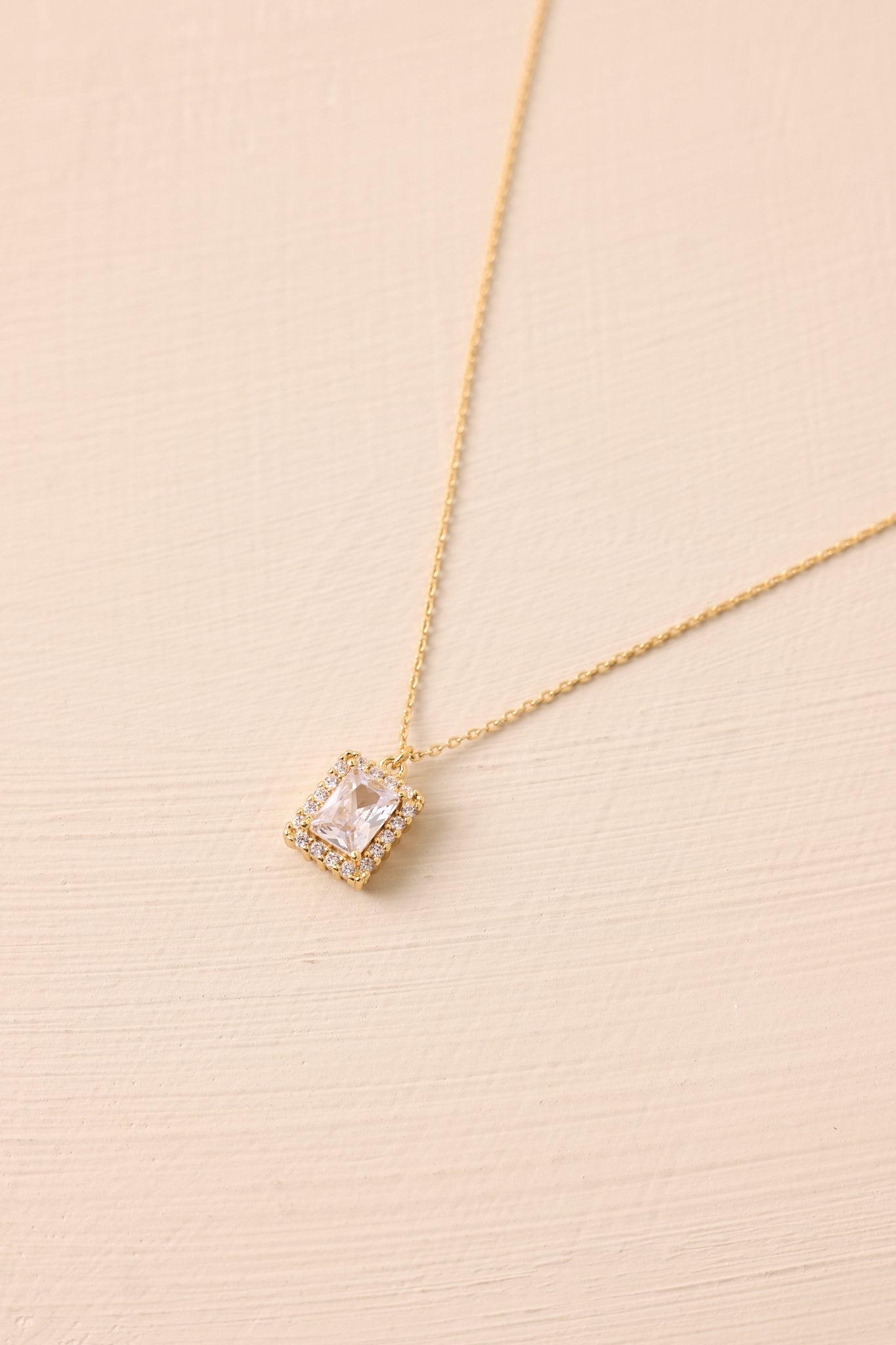 Keep Me Close Gold & Clear Emerald Cut Rhinestone Necklace