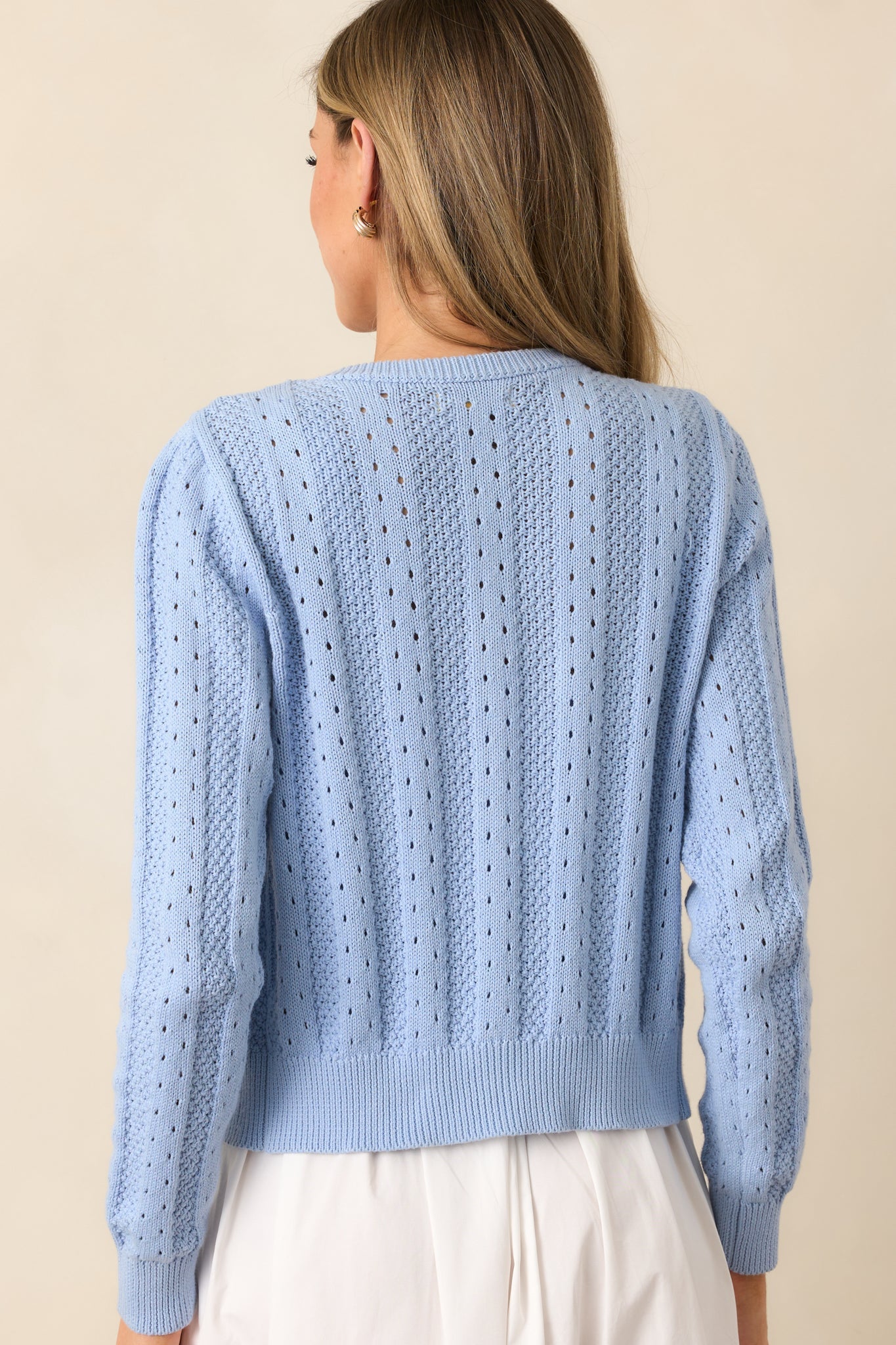 With The Tide Cotton Blue Floral Embroidered Cardigan