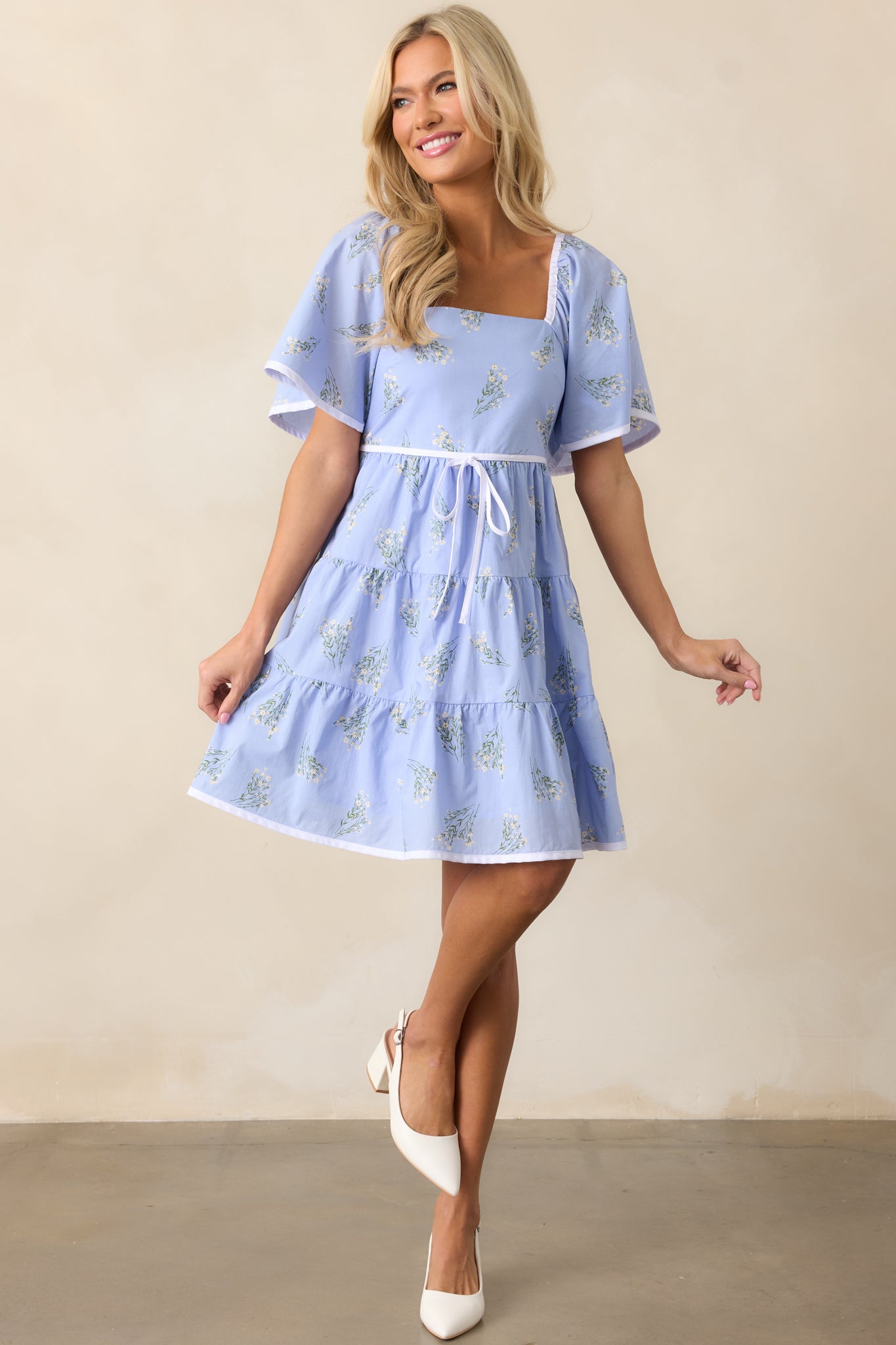 Dream Come True Periwinkle Floral Cotton Mini Dress