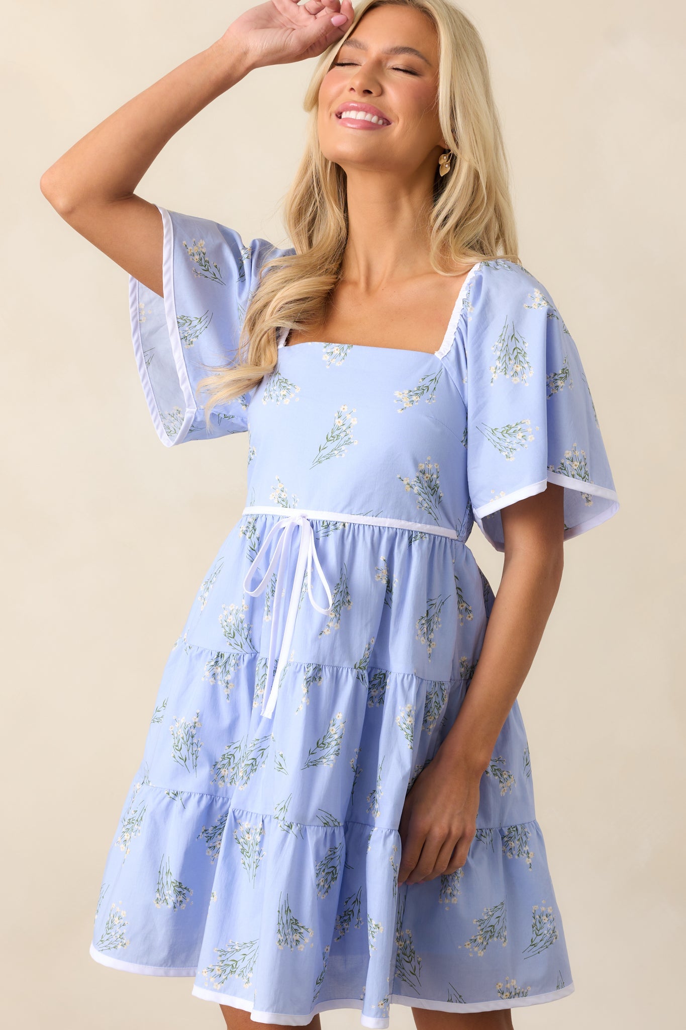 Dream Come True Periwinkle Floral Cotton Mini Dress