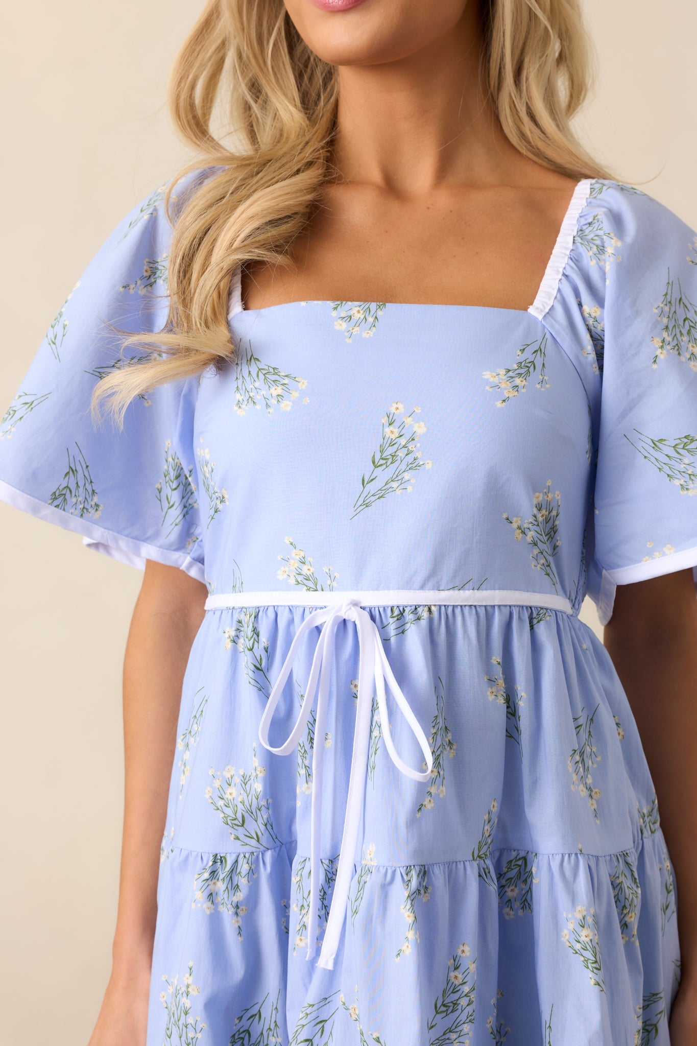 Dream Come True Periwinkle Floral Cotton Mini Dress