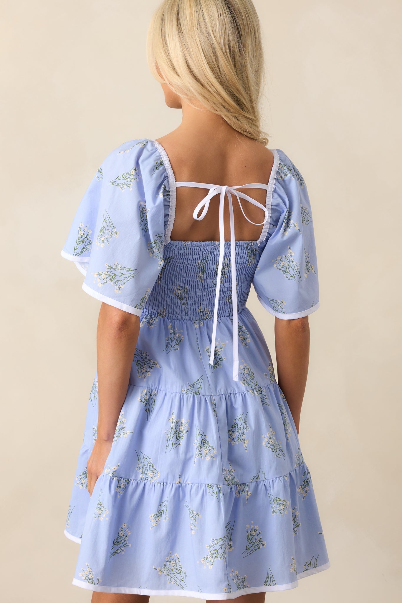 Dream Come True Periwinkle Floral Cotton Mini Dress