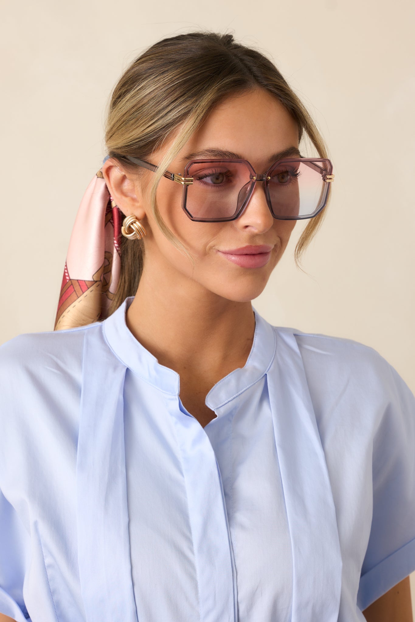 Glistening Lights Pink & Blue Square Sunglasses