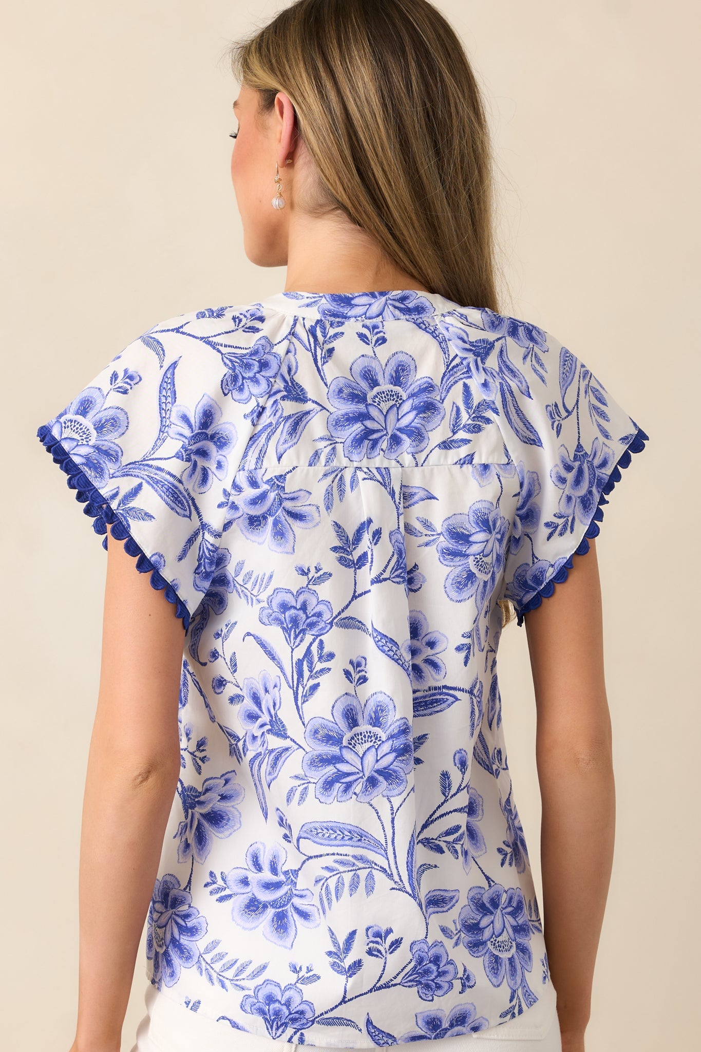 Lagoon Lunch Cotton Blue Floral Blouse