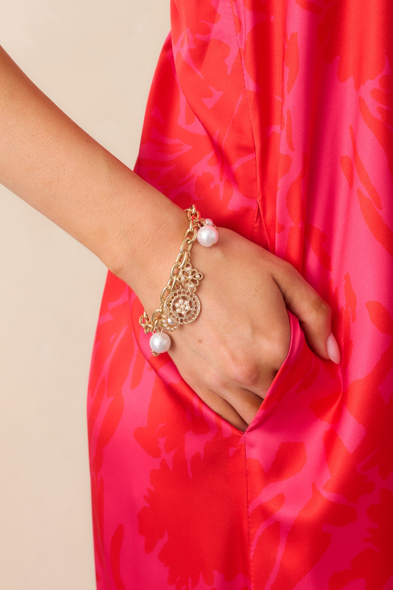 As The Night Goes On Gold Charm Bracelet