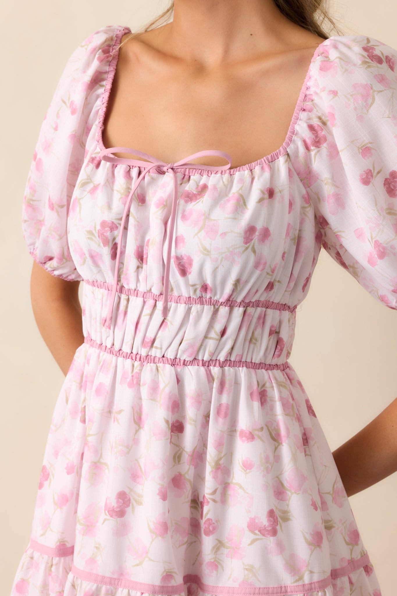 Every Sunday Pink Floral Puff Sleeve Maxi Dress