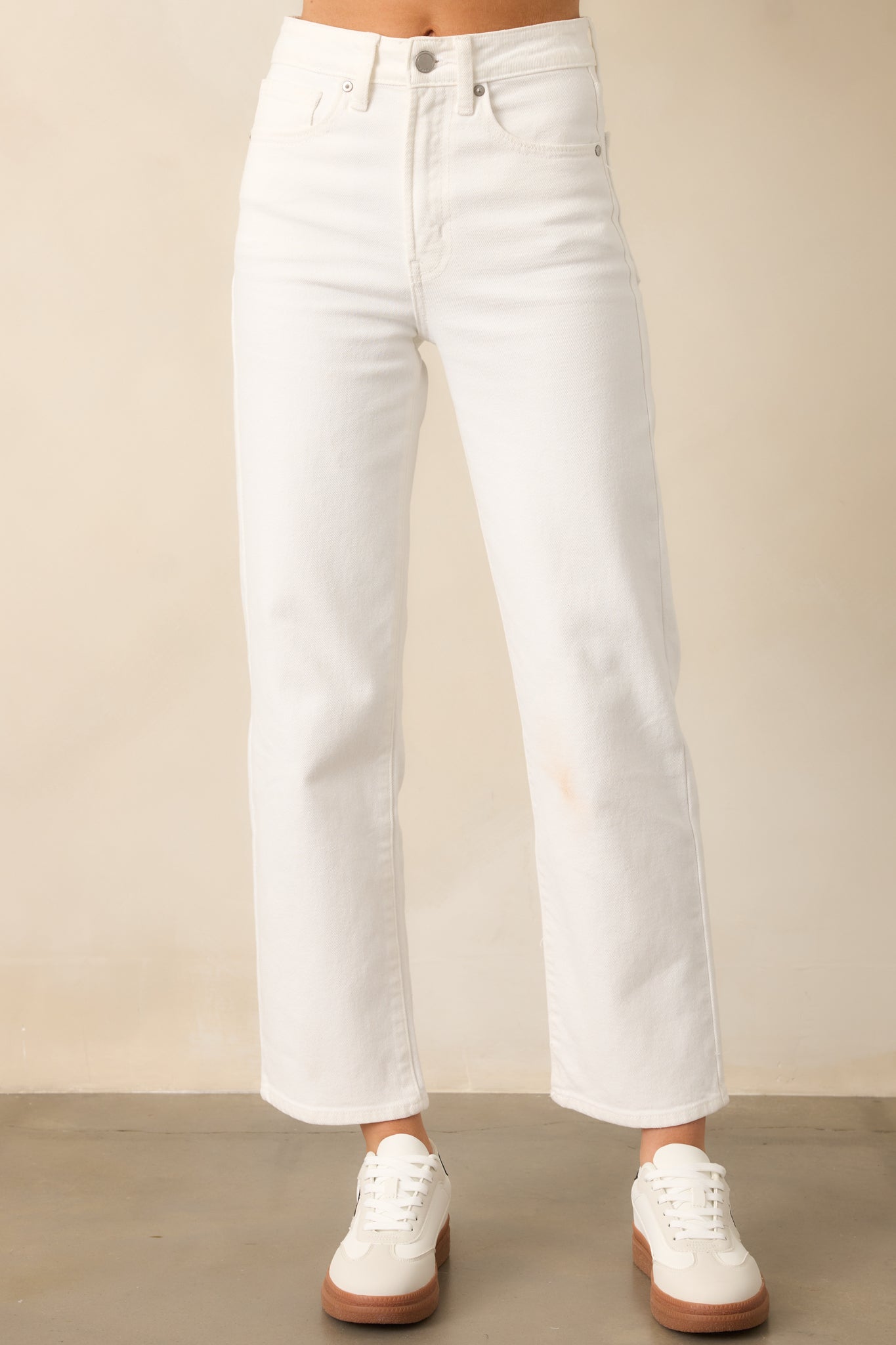 Hard At Work White Straight Leg Jeans