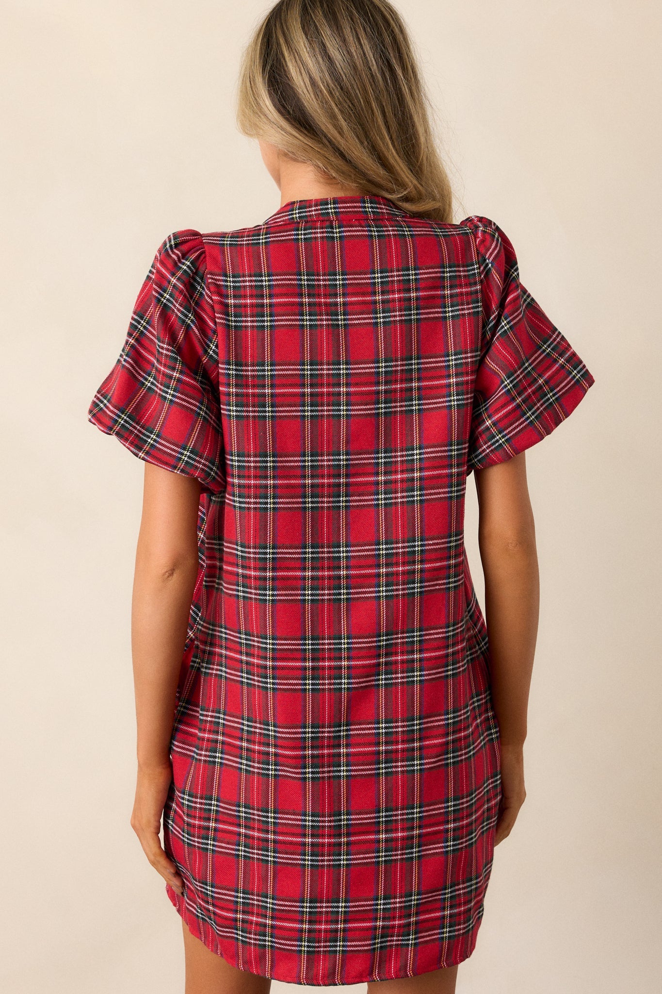 Whispers In The Wind Red Plaid Mini Dress