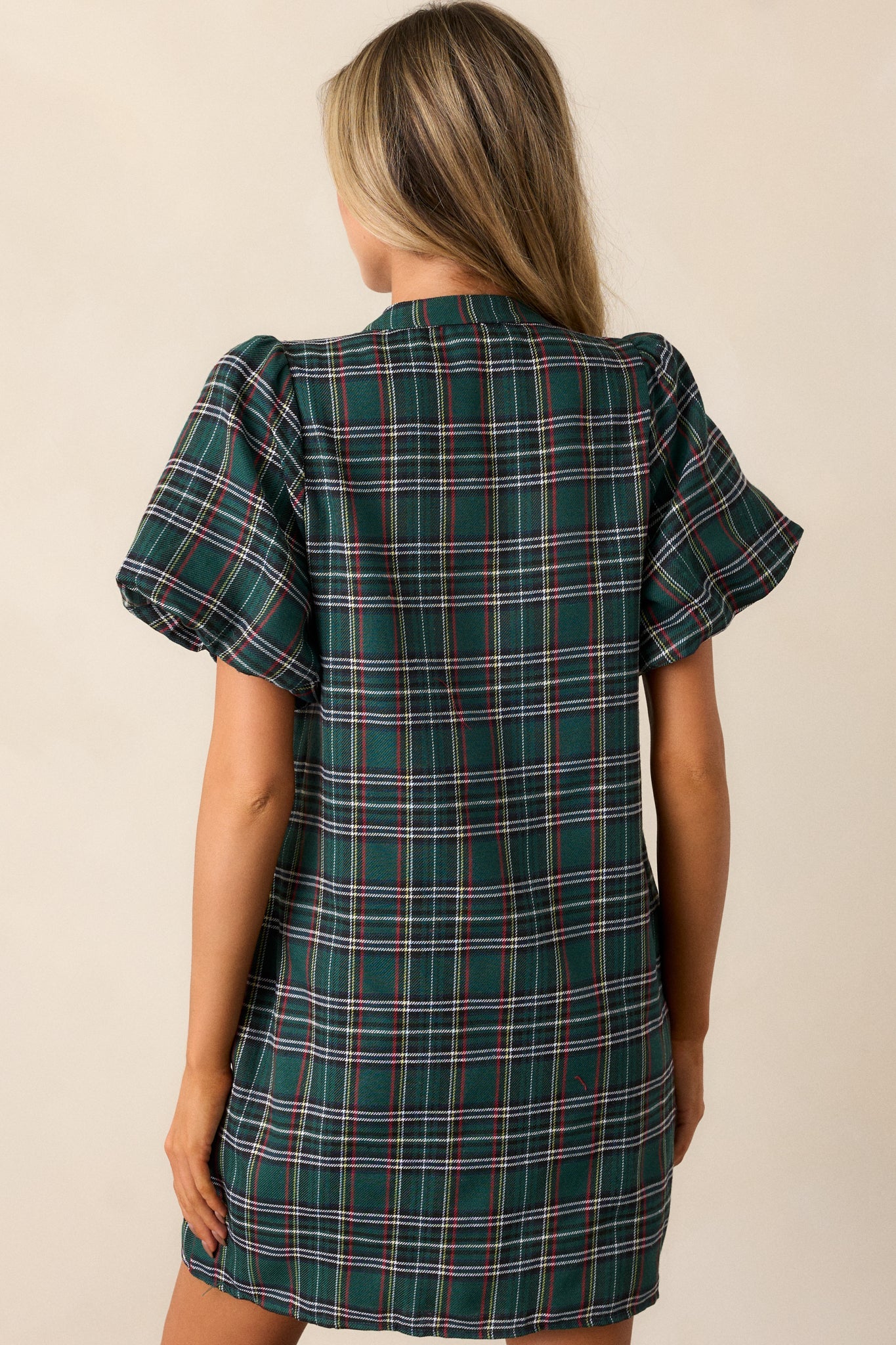Whispers In The Wind Forest Green Plaid Mini Dress
