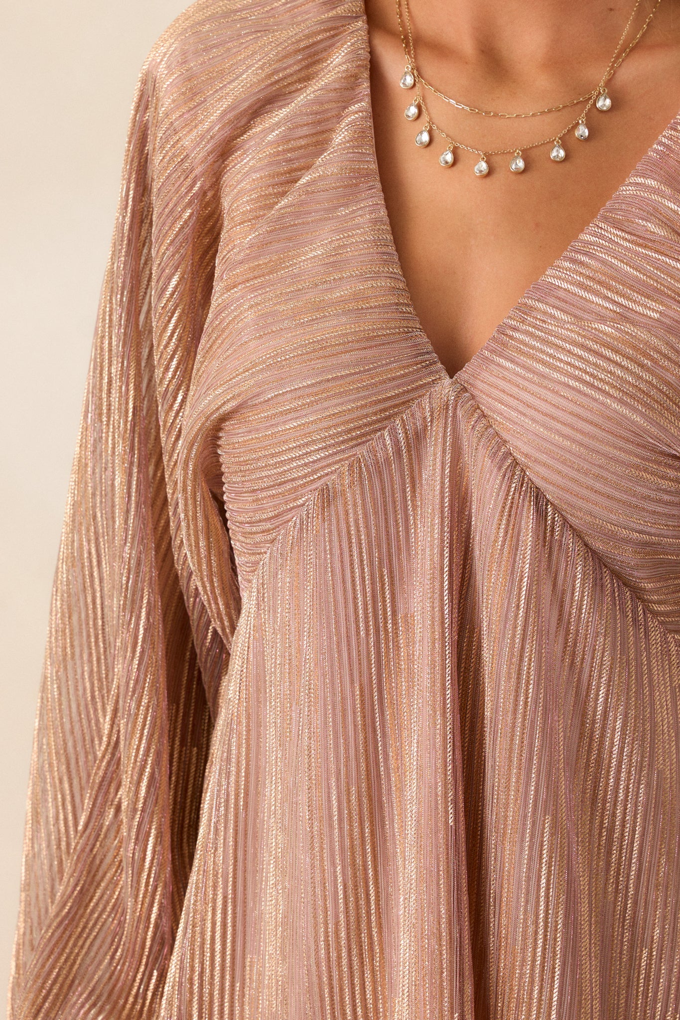Written In The Stars Metallic Rose Gold Mini Dress