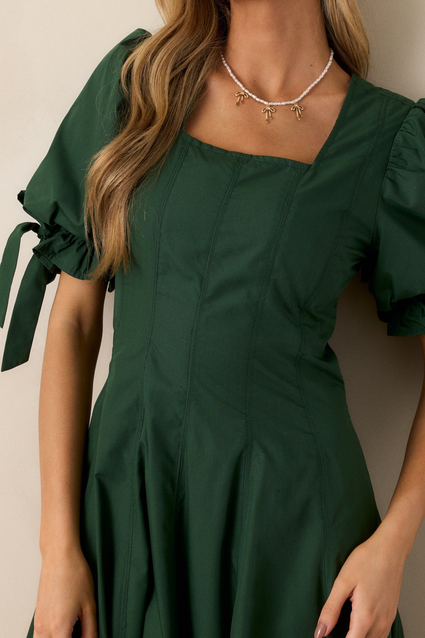 Clover Fields 100% Cotton Green Midi Dress