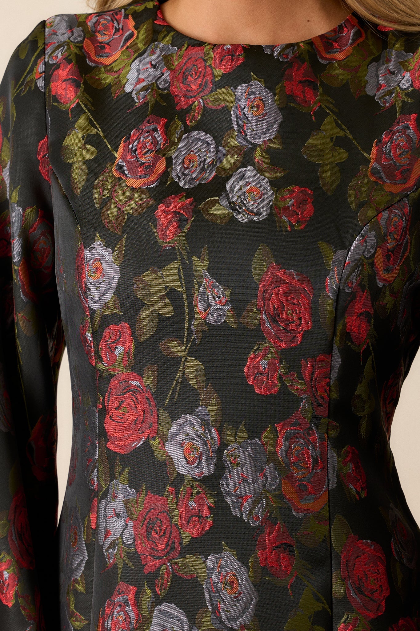 Enchanted Petals Black Floral Balloon Sleeve Mini Dress