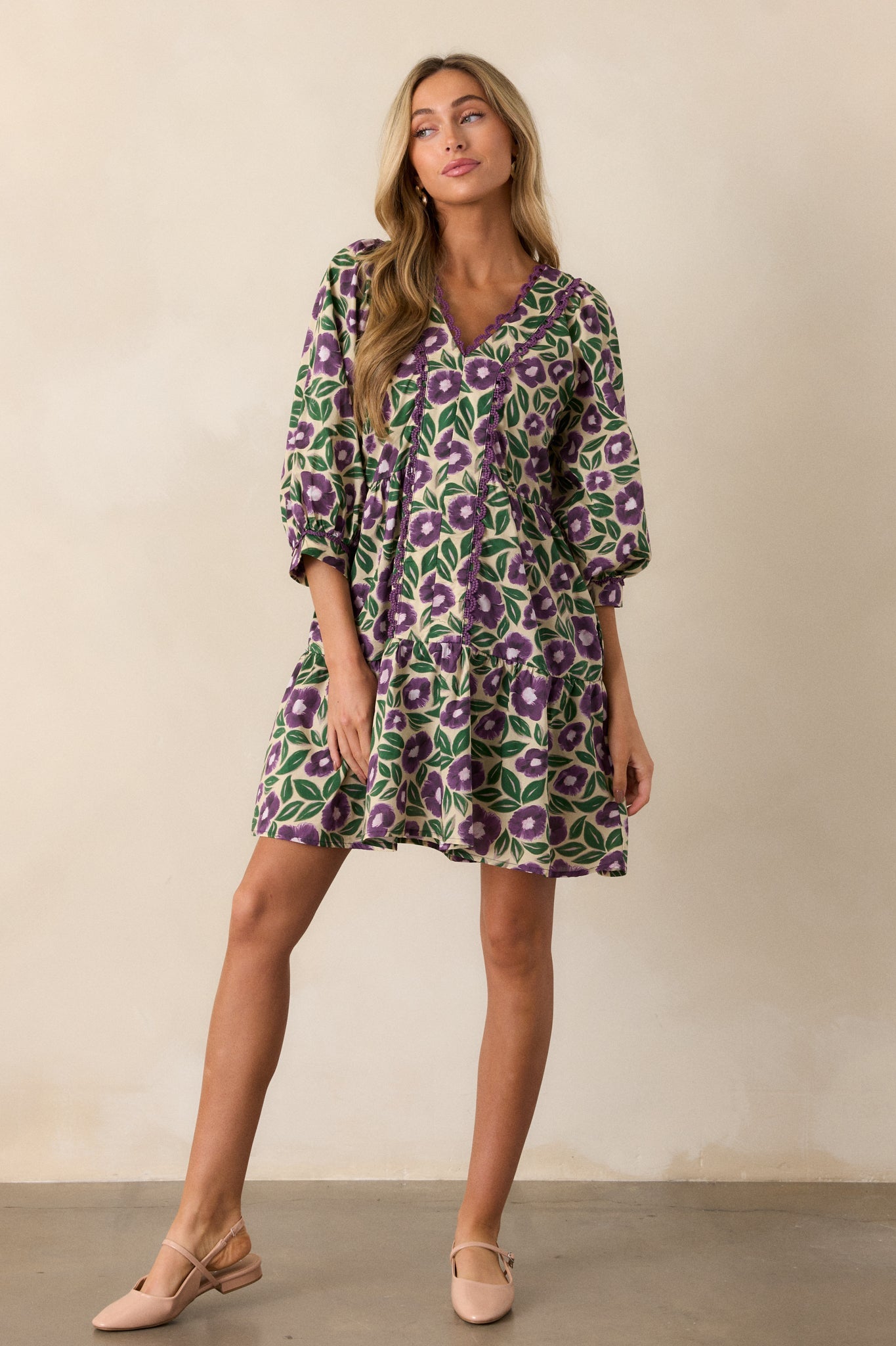 Finding Myself 100% Cotton Purple Floral Mini Dress
