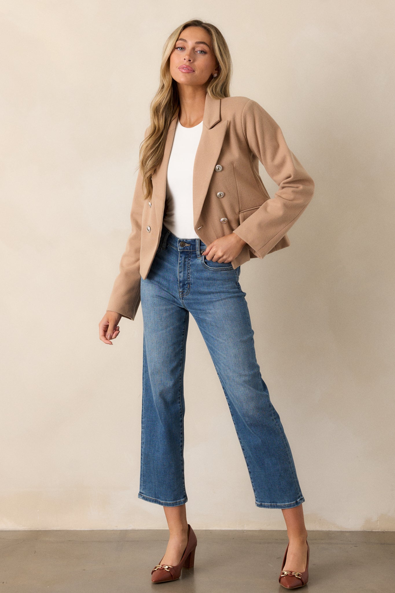 Chasing Stars Tan Ponte Blazer