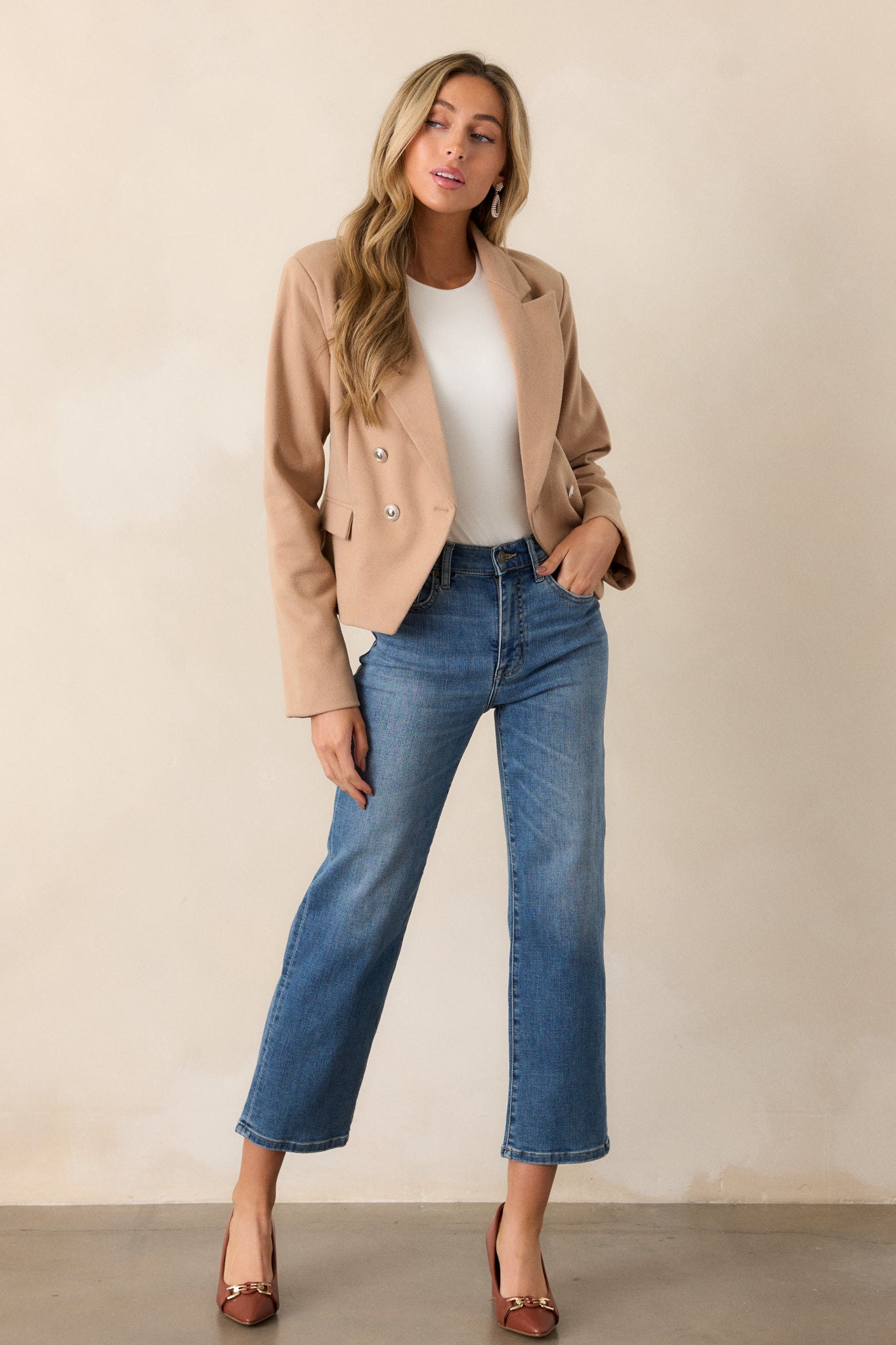Chasing Stars Tan Ponte Blazer