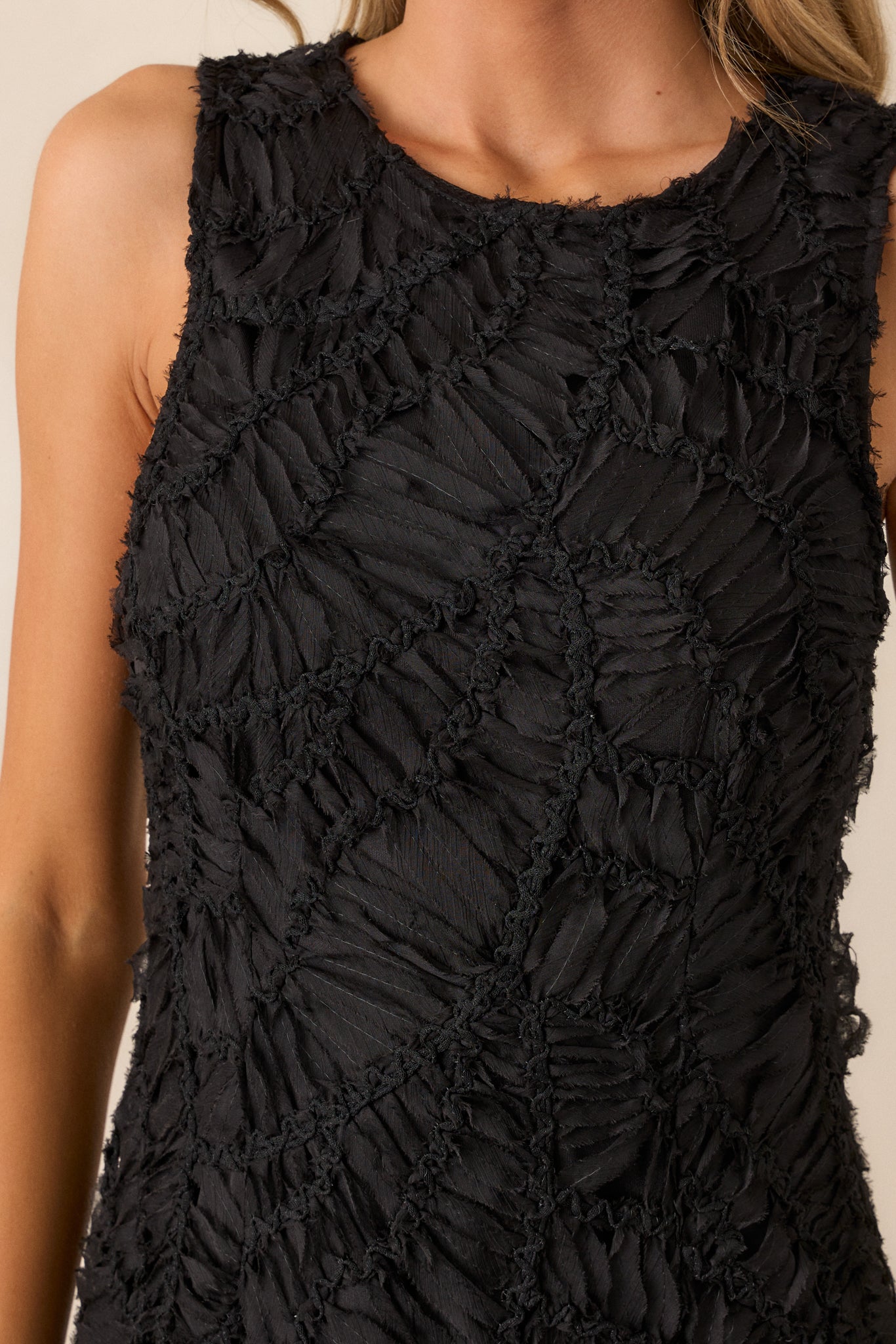 Chasing Shadows Black Textured Midi Dress