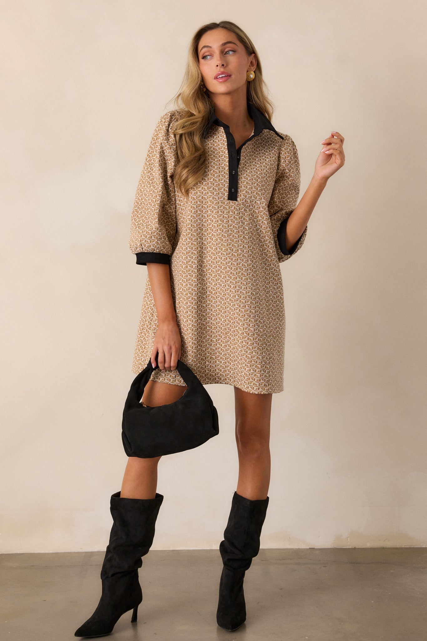 Depths Of Gold Honey Jacquard Mini Dress