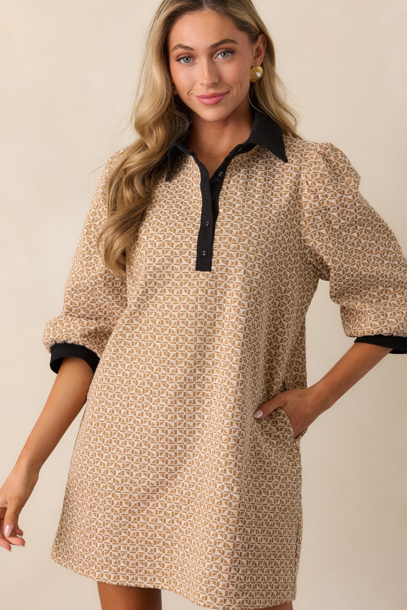 Depths Of Gold Honey Jacquard Mini Dress