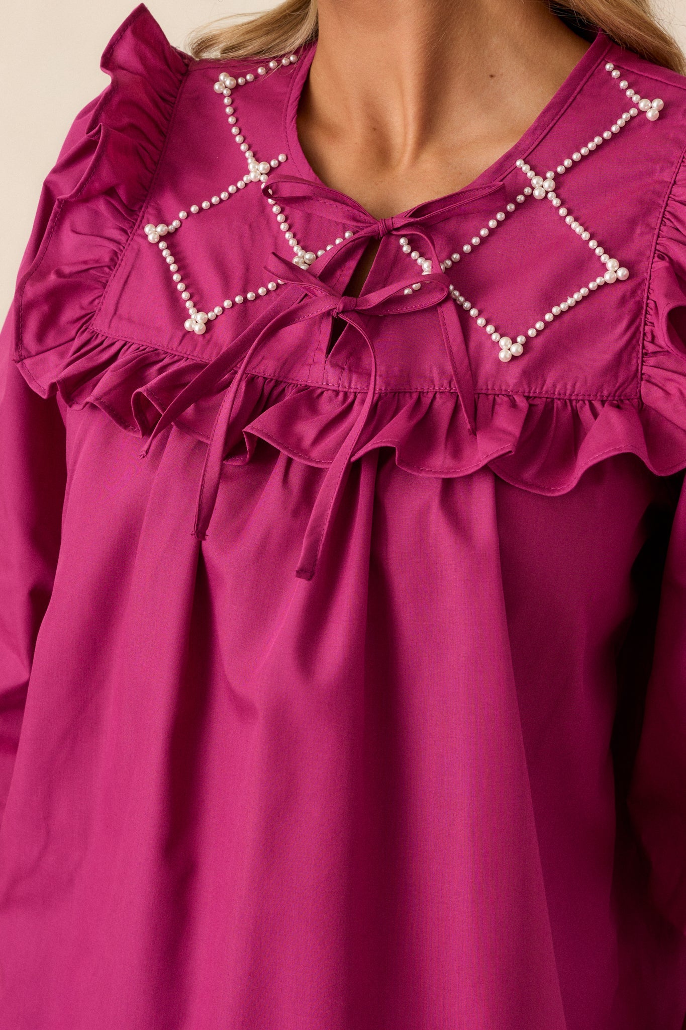It Happens Dark Fuchsia Ruffle Puff Sleeve Top