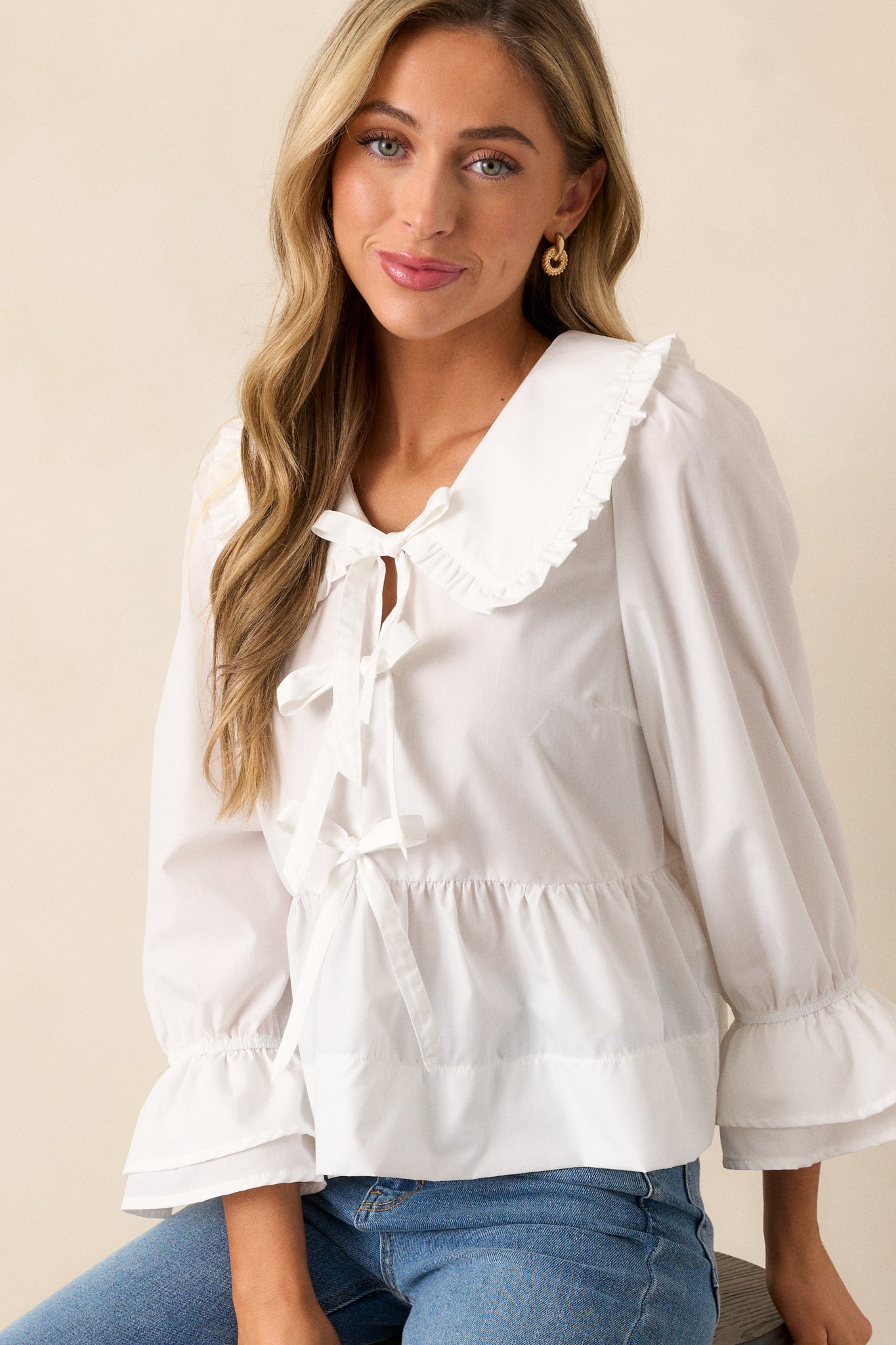 Calm Reflections Cotton Ivory Blouse