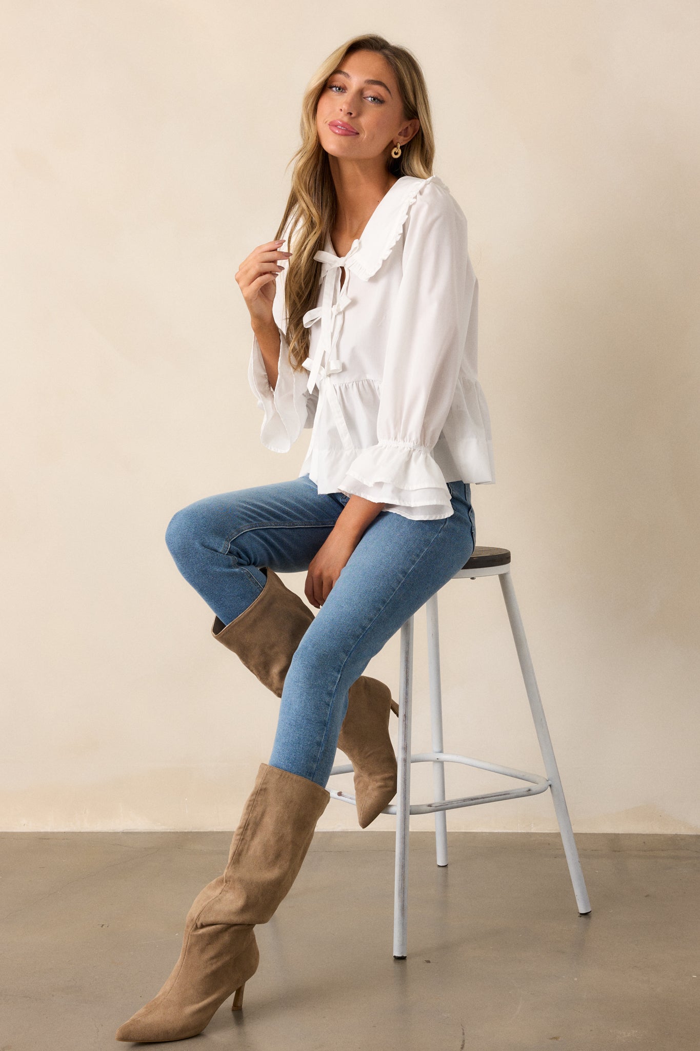 Calm Reflections Cotton Ivory Blouse