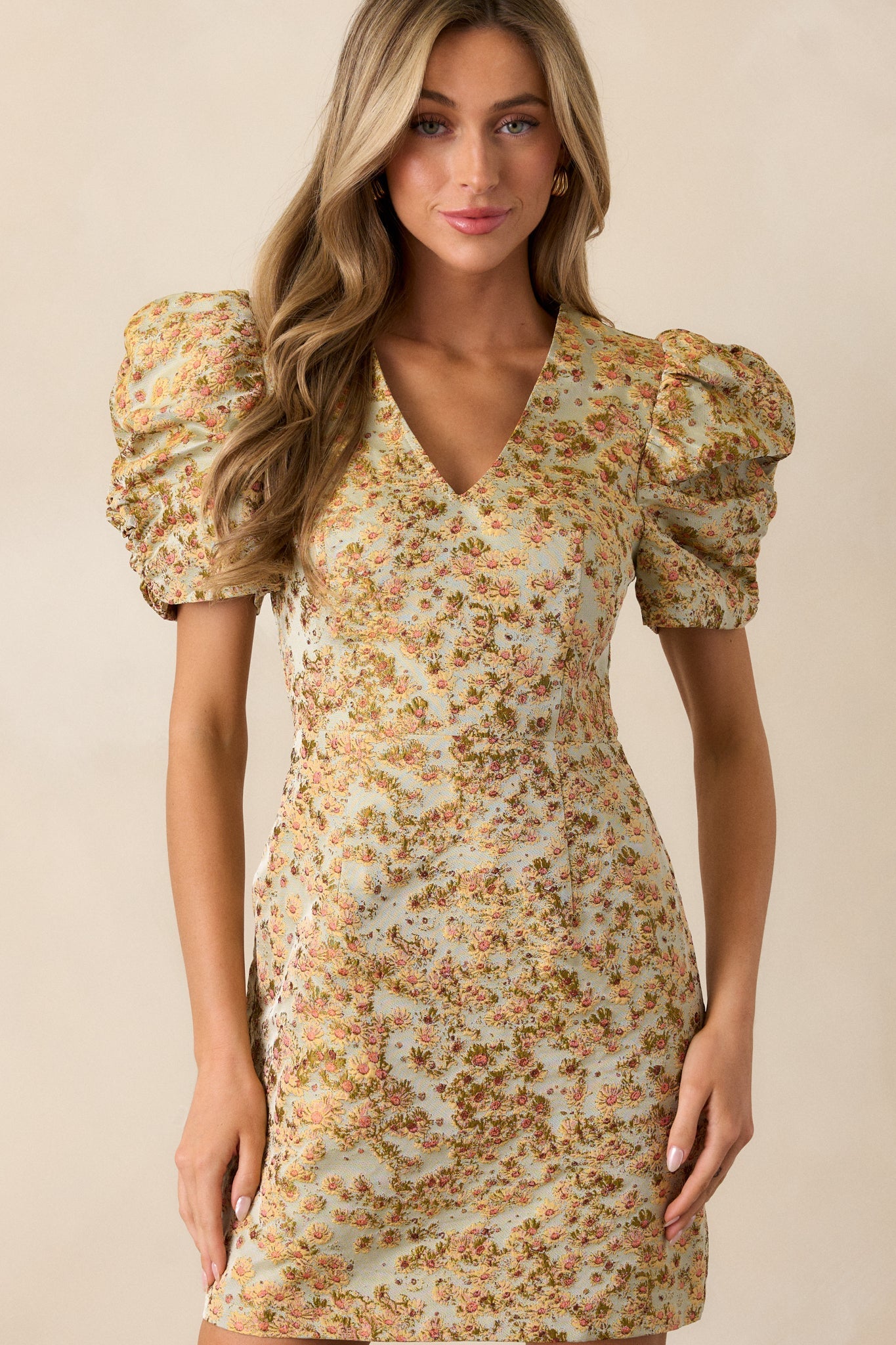 You're The One Honey Floral Puff Sleeve Mini Dress