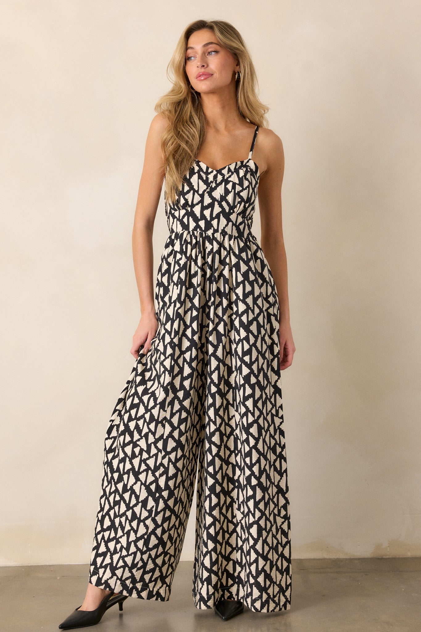 Gallery Stroll Black Geometric Print Jumpsuit