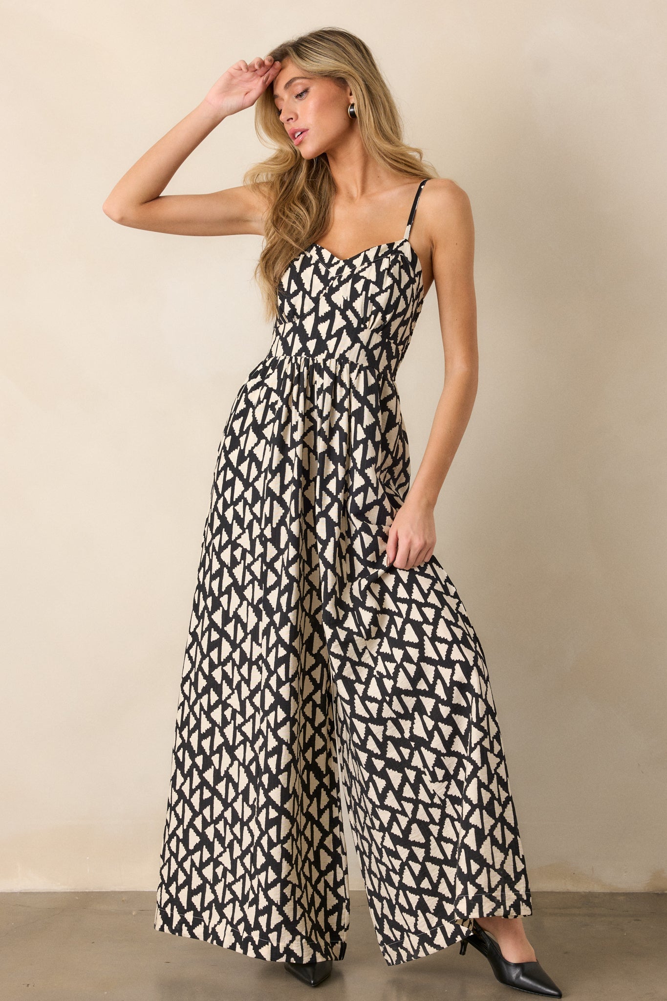 Gallery Stroll Black Geometric Print Jumpsuit