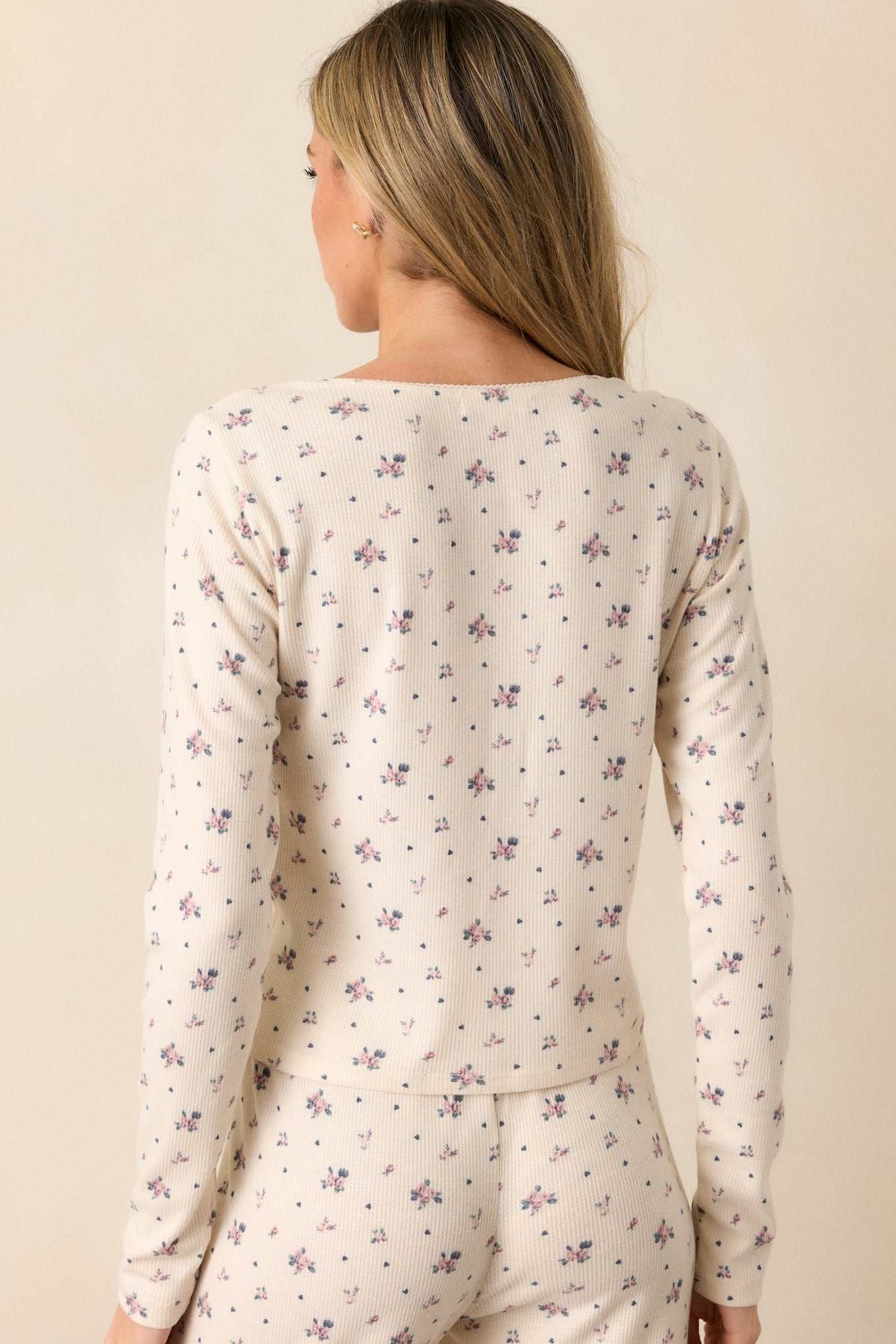 Z Supply Tess Ivory Rosebud Long Sleeve Lounge Top