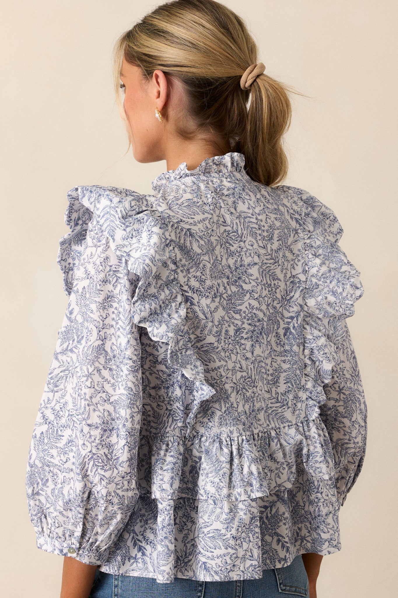 Cosmic Reflections Cotton Navy Floral Blouse