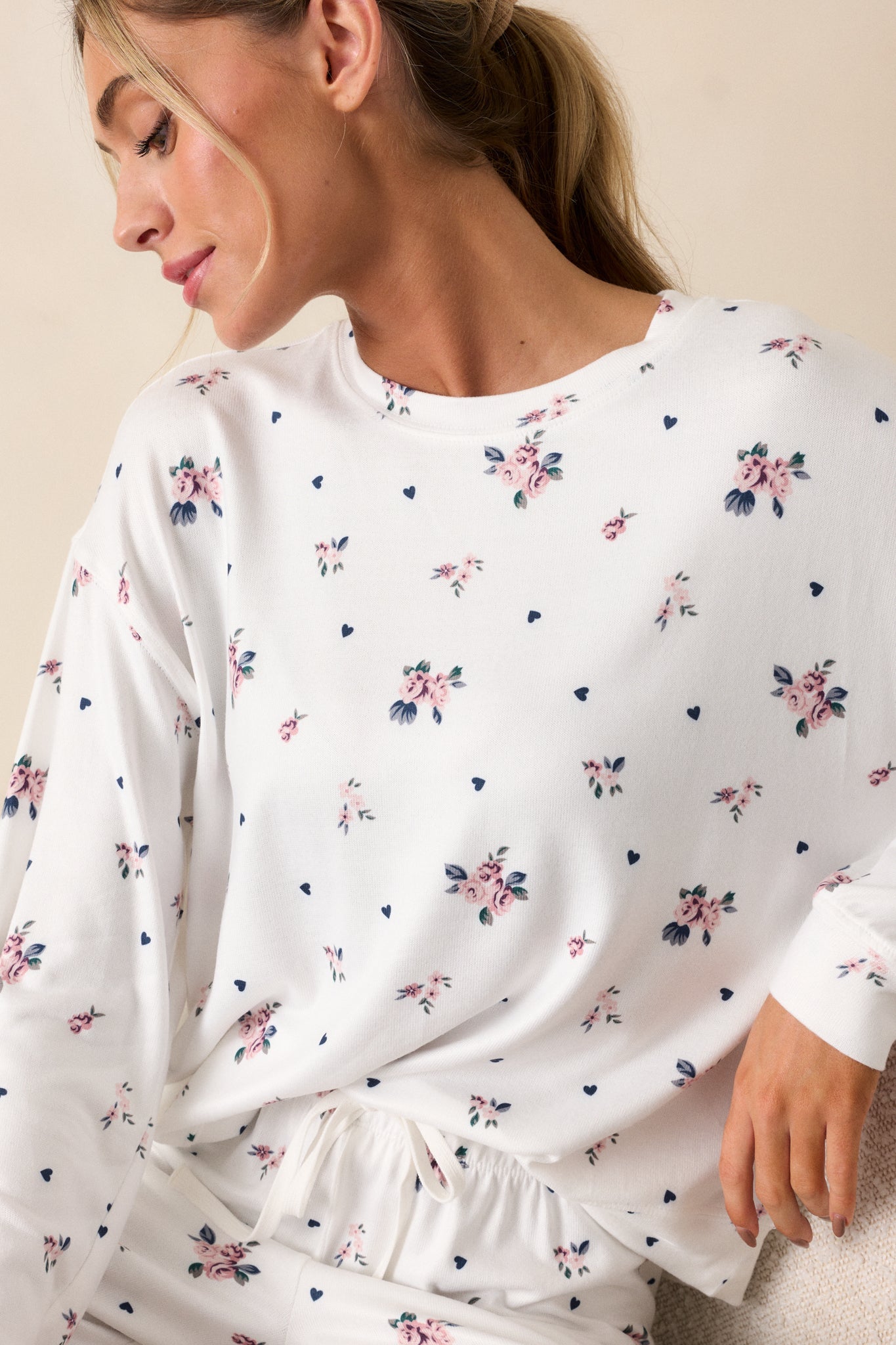 Z Supply Cozy Rosebud Ivory Lounge Top