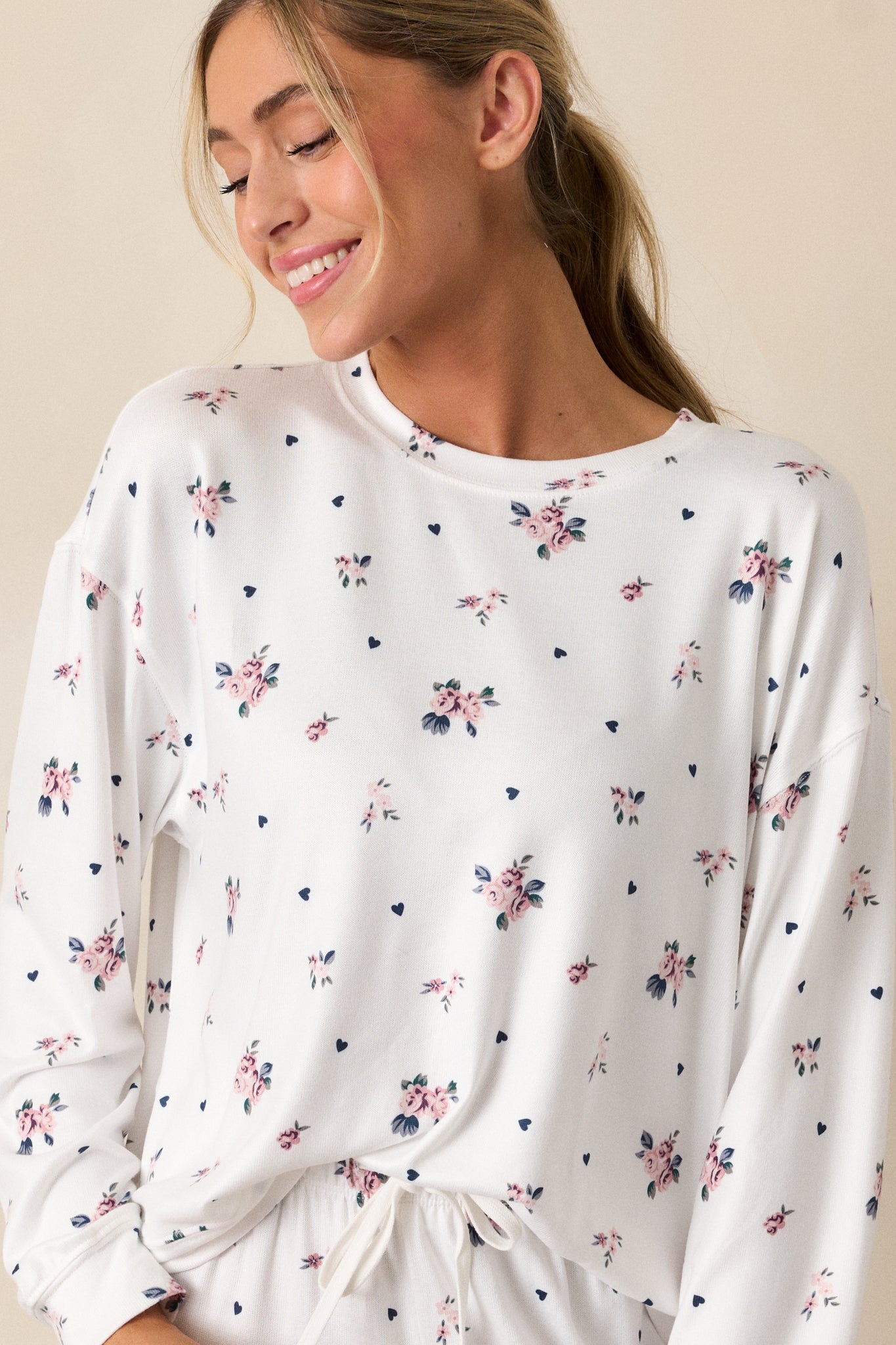 Z Supply Cozy Rosebud Ivory Lounge Top