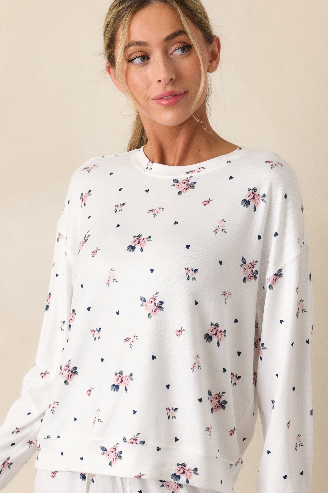 Z Supply Cozy Rosebud Ivory Lounge Top