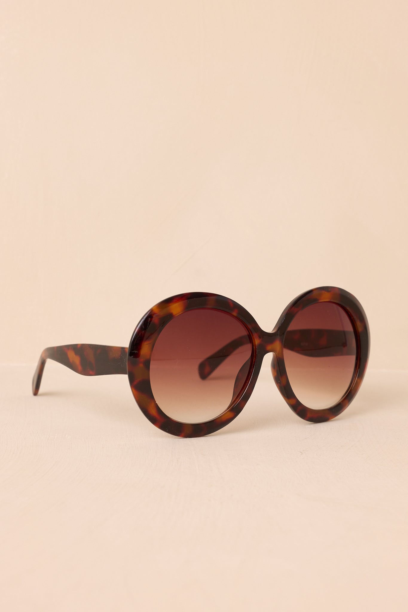 Happiness Comes In Waves Brown Tortoise Round Sunglasses