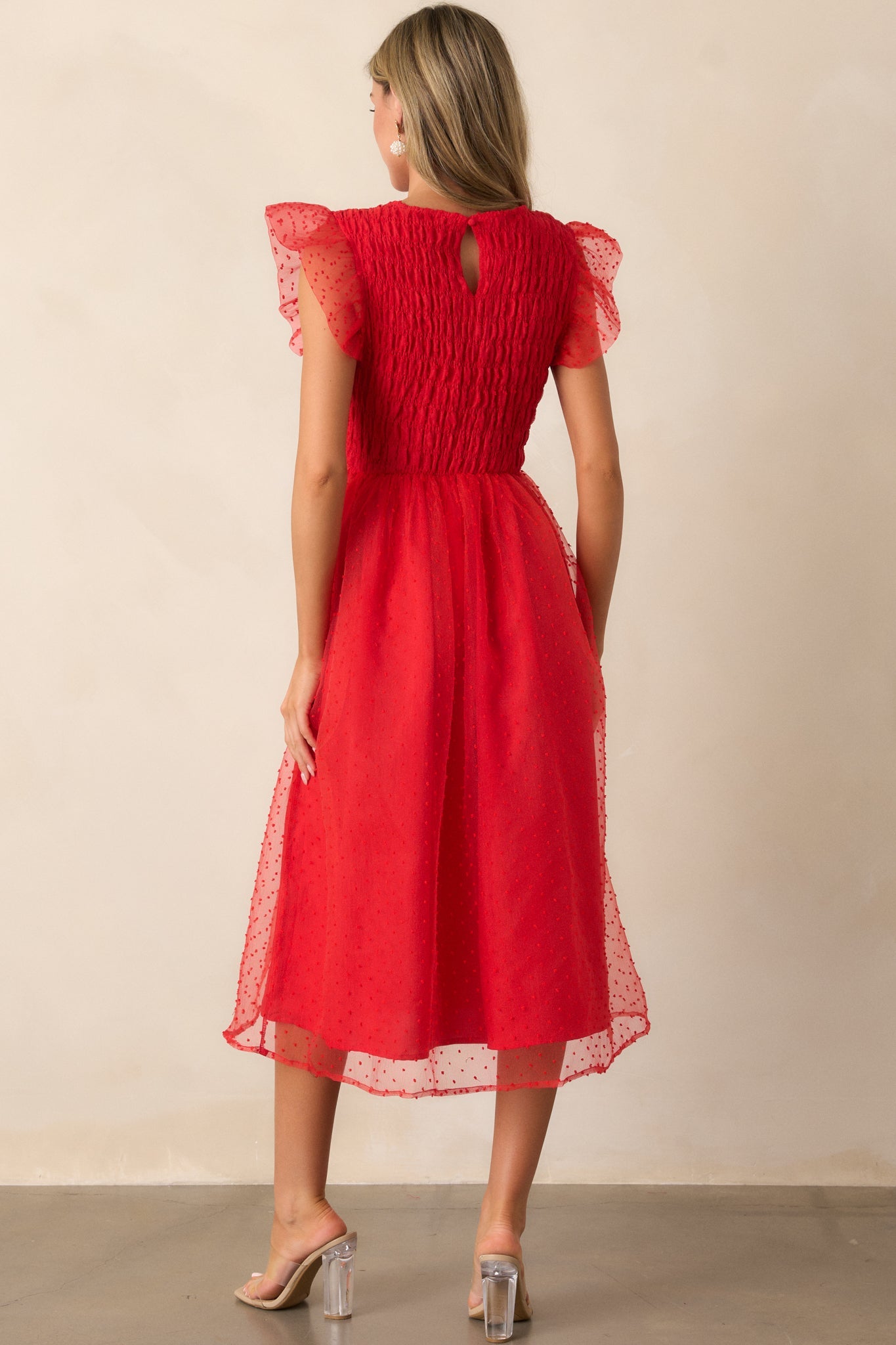 Heart On Fire Red Polka Dot Midi Dress