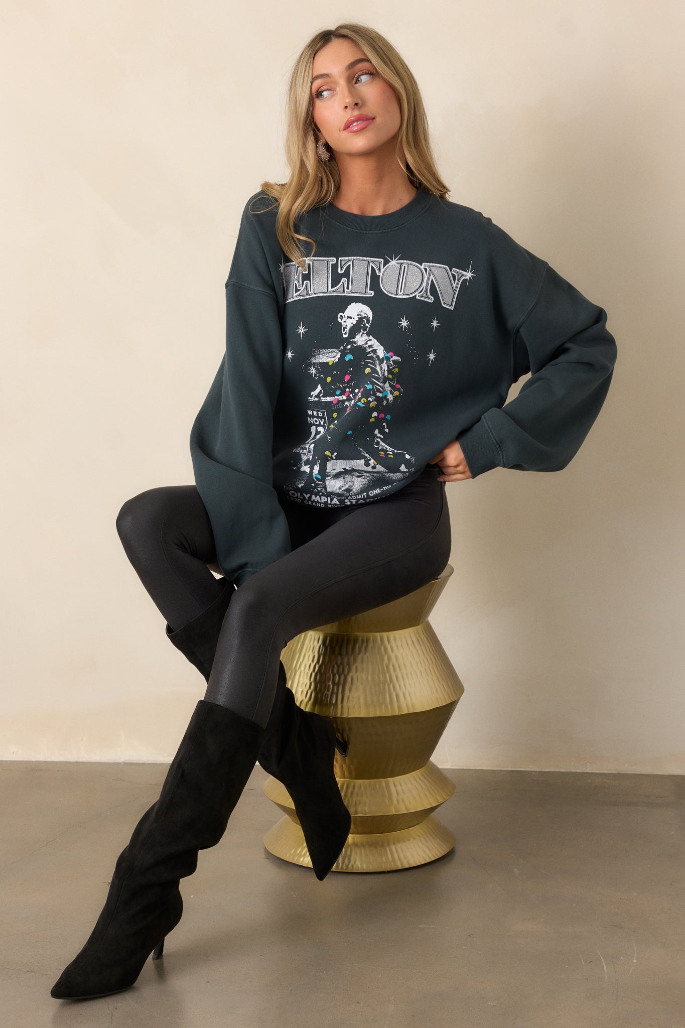 Charcoal Elton John Olympia Stadium Crew Neck Sweatshirt