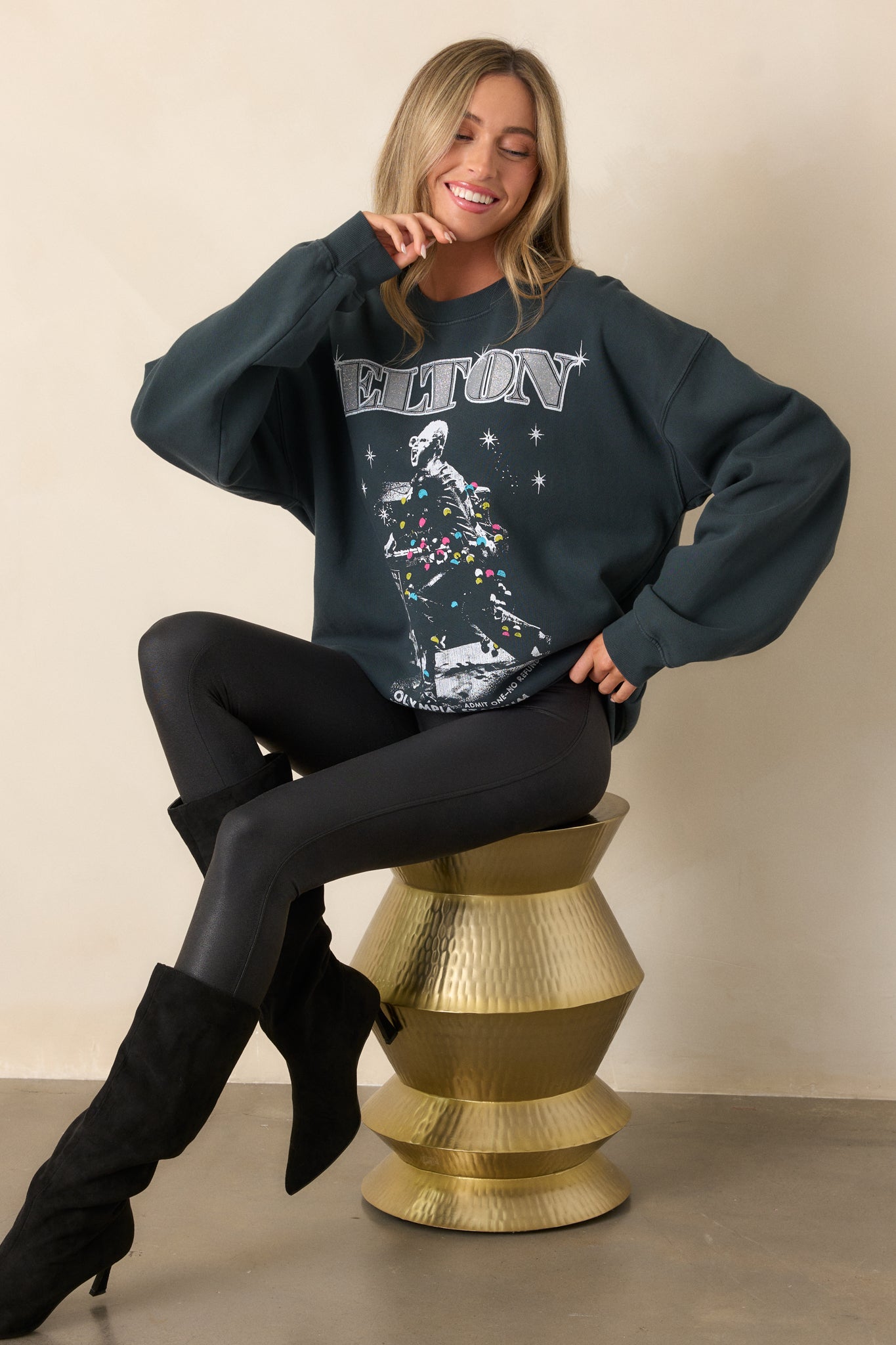 Charcoal Elton John Olympia Stadium Crew Neck Sweatshirt