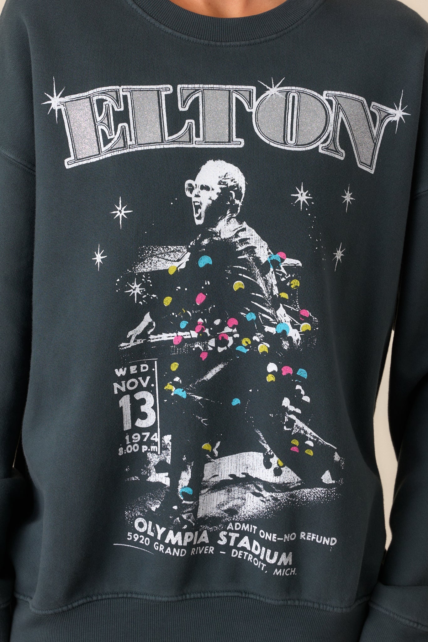 Charcoal Elton John Olympia Stadium Crew Neck Sweatshirt