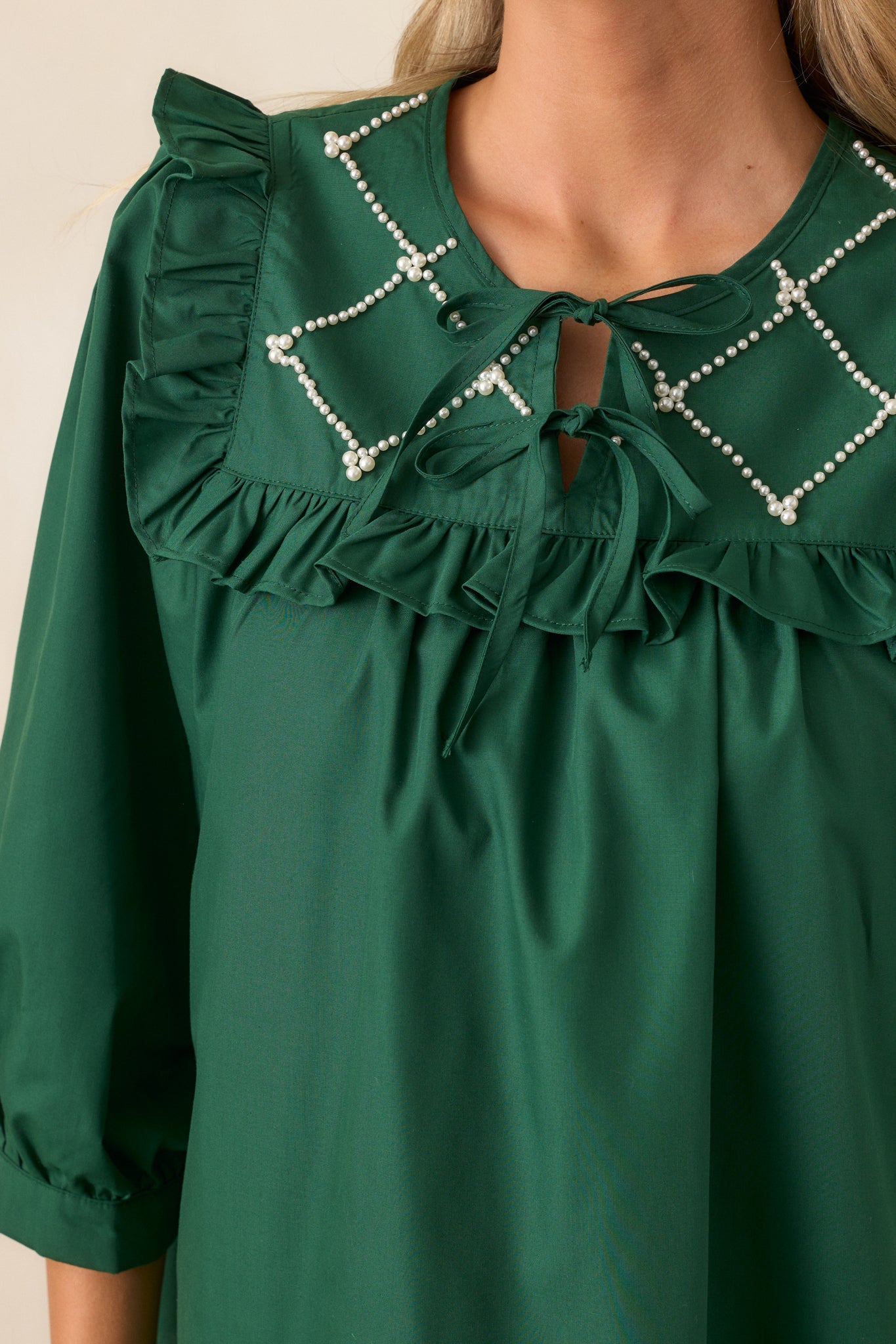 It Happens Hunter Green Ruffle Puff Sleeve Top