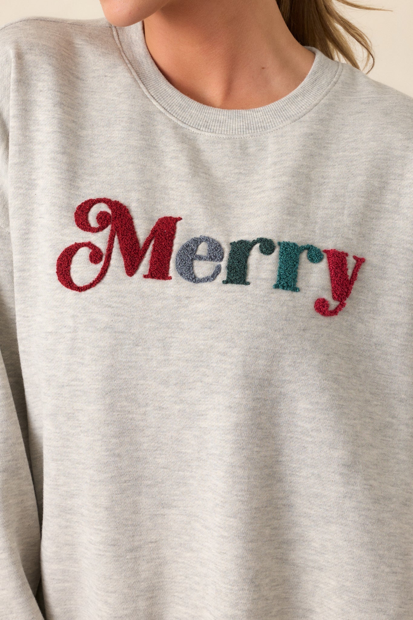 Z Supply Merry Light Heather Grey Fleece Sweatshirt
