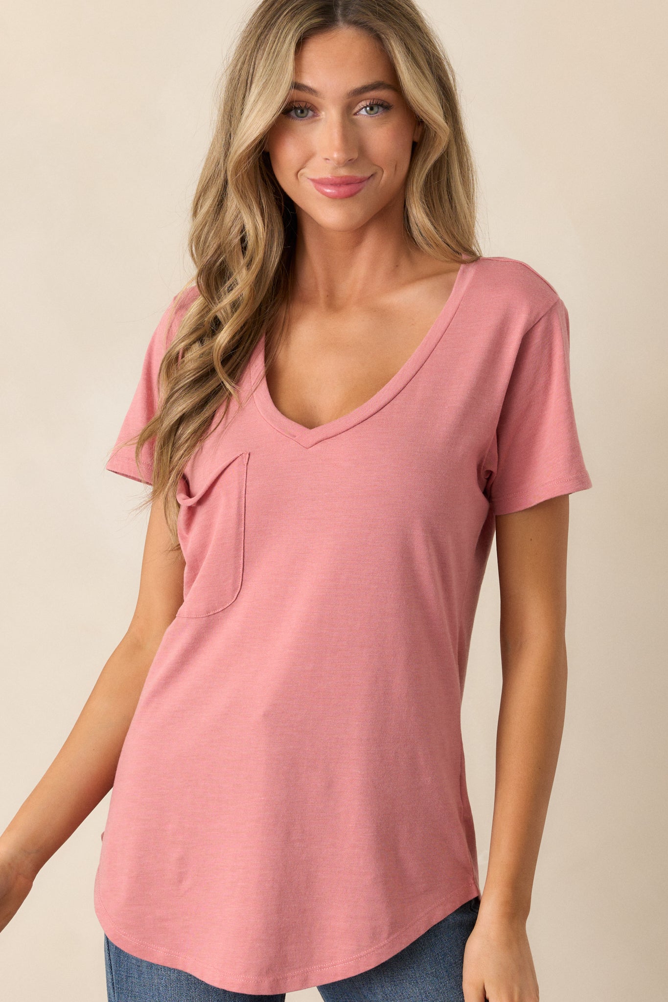 Z Supply Rosebud Pink Pocket Tee