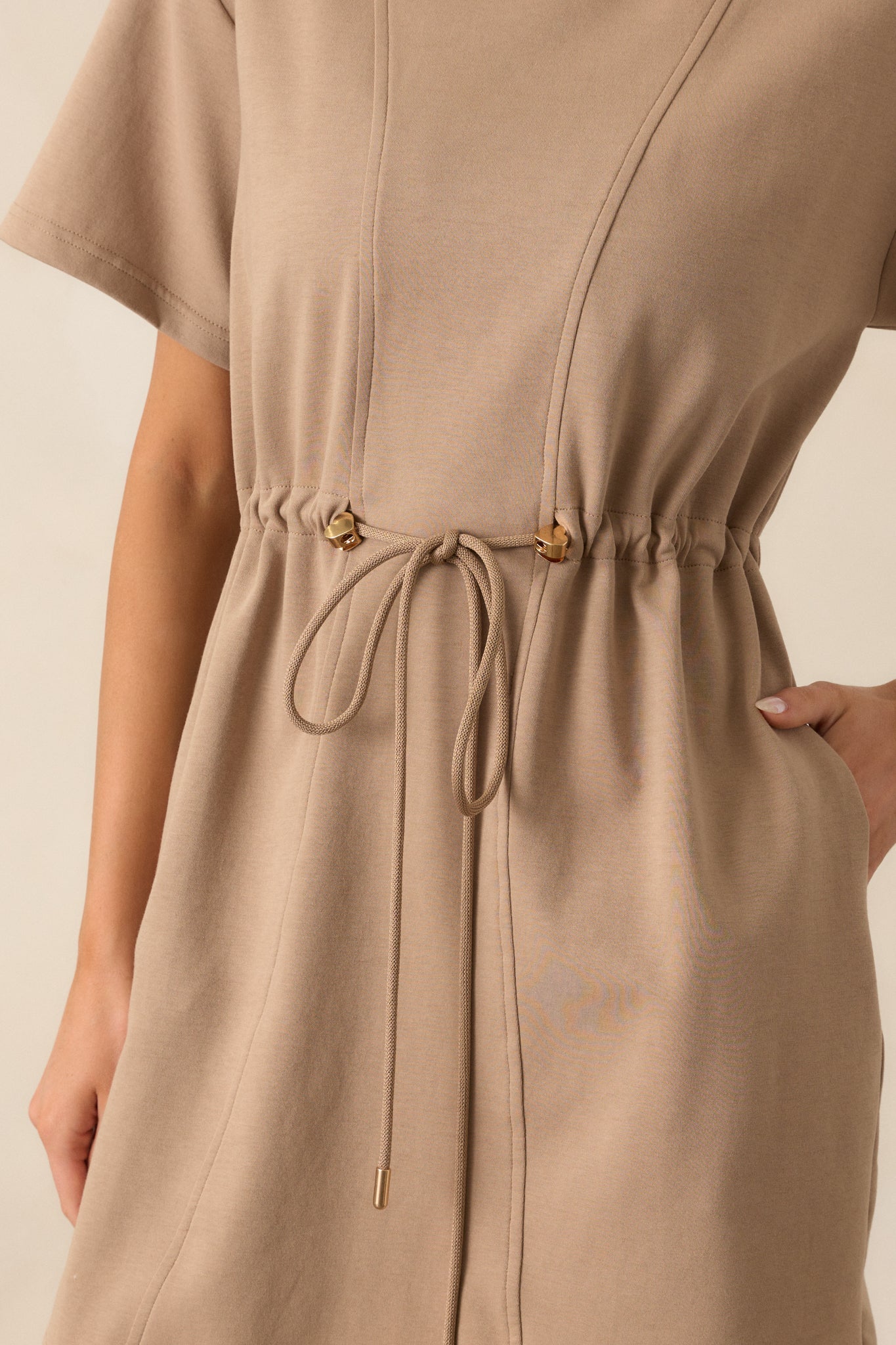 For The Day Light Mocha Short Sleeve Mini T-Shirt Dress