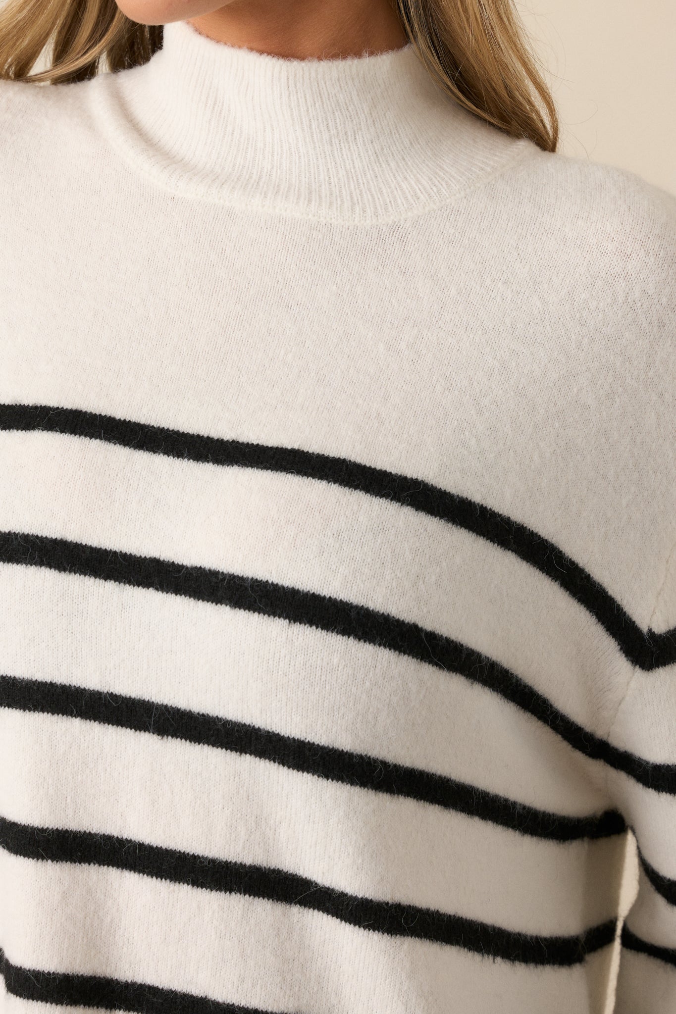 Z Supply Fin Sea Salt Ivory Stripe Turtleneck Sweater