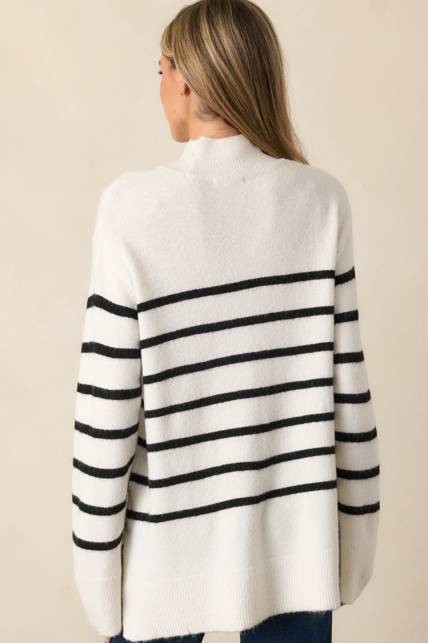 Z Supply Fin Sea Salt Ivory Stripe Turtleneck Sweater