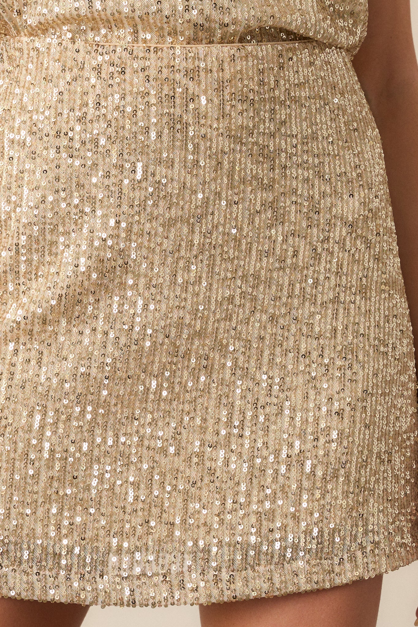 Z Supply Ciera Champagne Sequin Mini Skirt