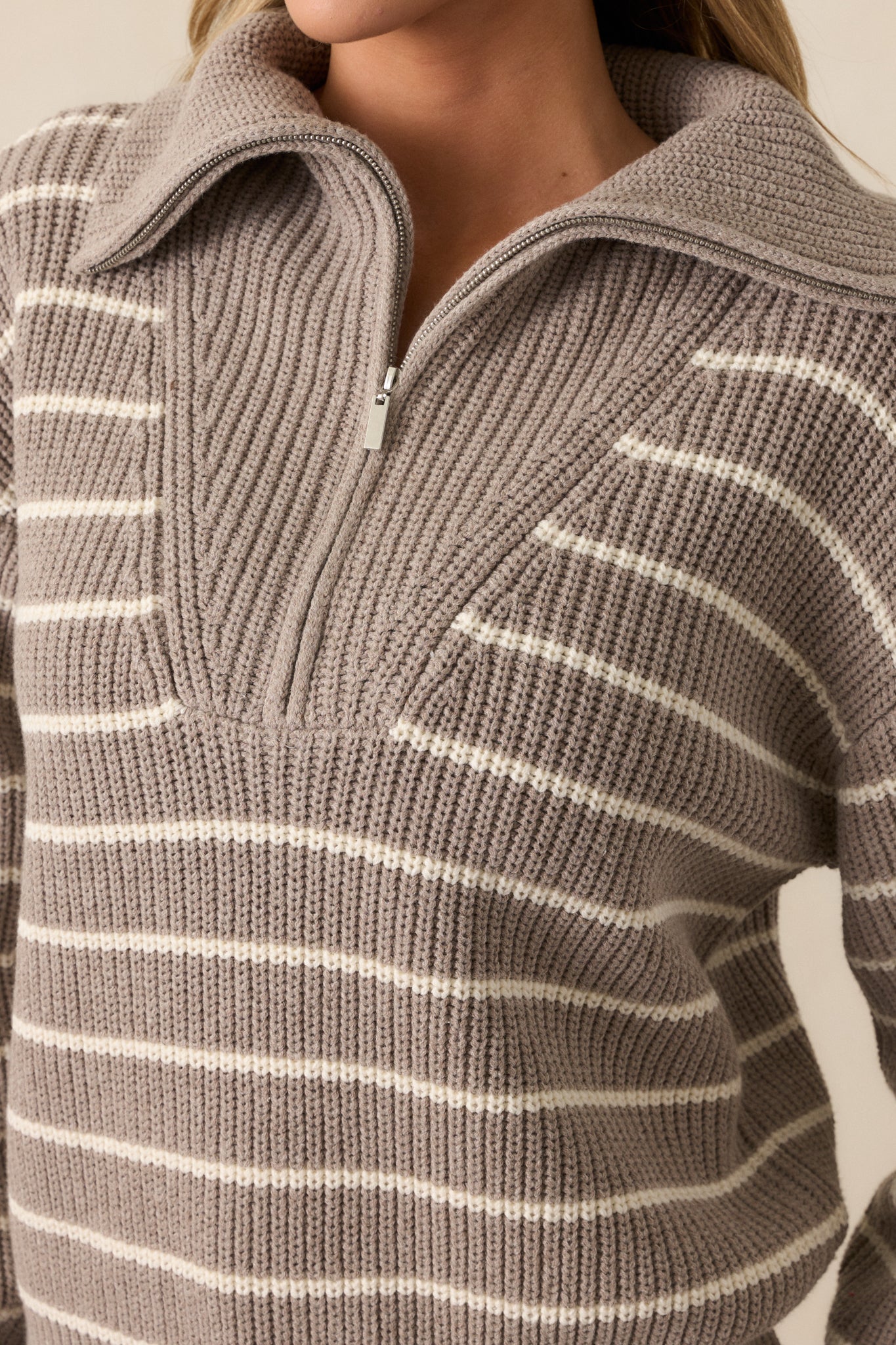 Z Supply Villa Heather Taupe Half Zip Sweater