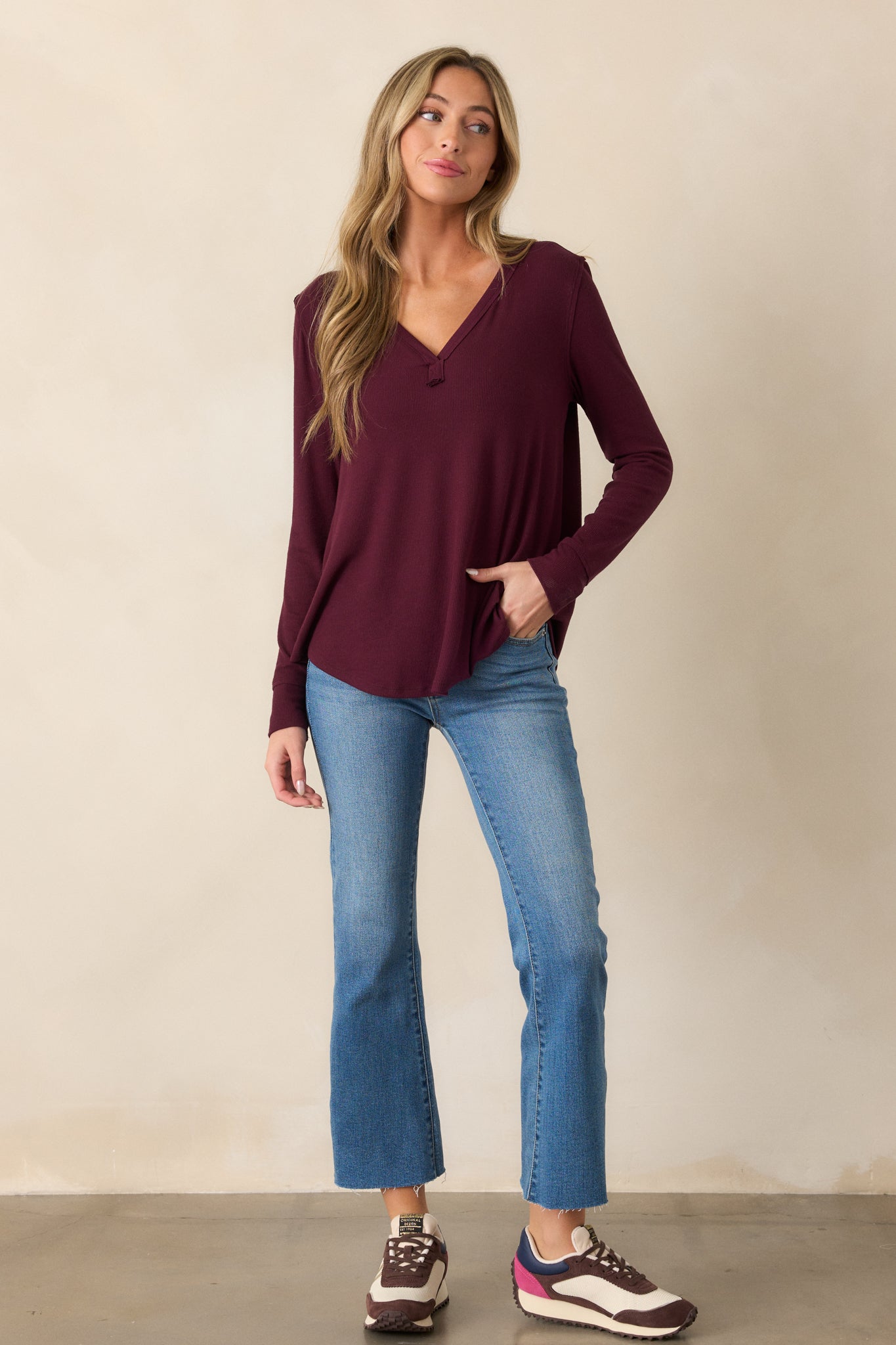 Z Supply Elton Rib Berry Wine Top