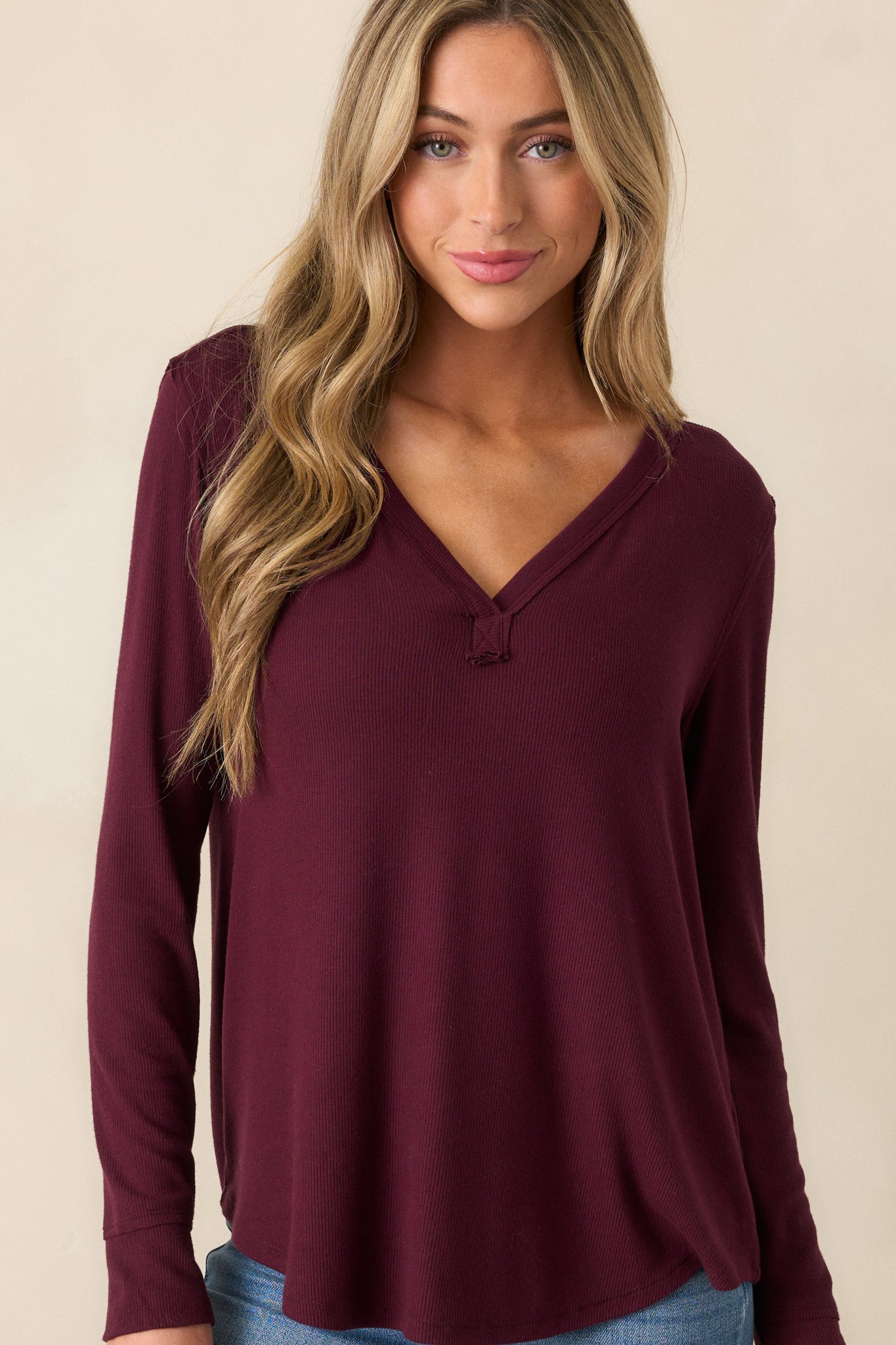 Z Supply Elton Rib Berry Wine Top